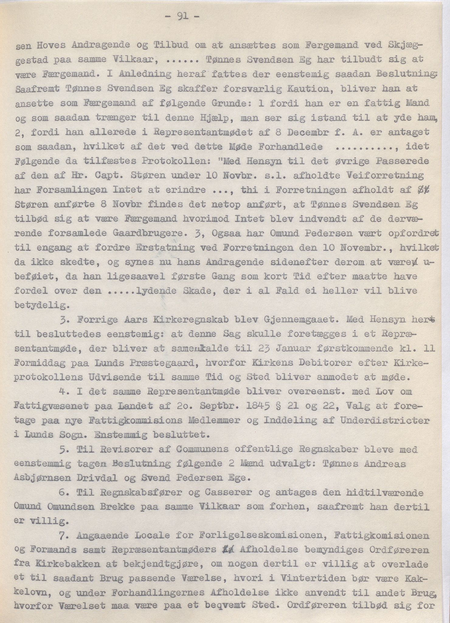 Lund kommune - Formannskapet/Formannskapskontoret, IKAR/K-101761/A/Aa/Aaa/L0002: Forhandlingsprotokoll, 1837-1865, p. 91