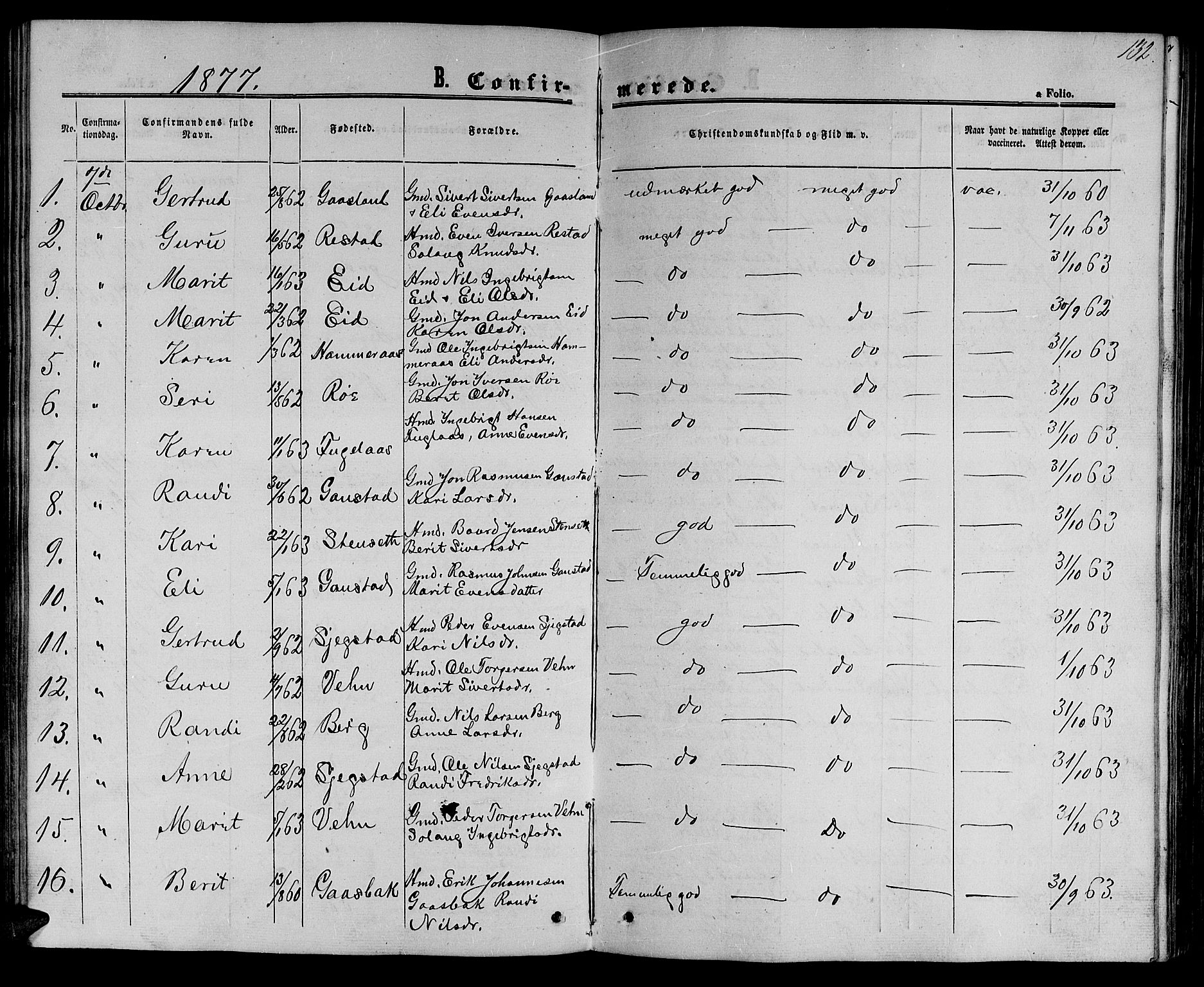 Ministerialprotokoller, klokkerbøker og fødselsregistre - Sør-Trøndelag, AV/SAT-A-1456/694/L1131: Parish register (copy) no. 694C03, 1858-1886, p. 132