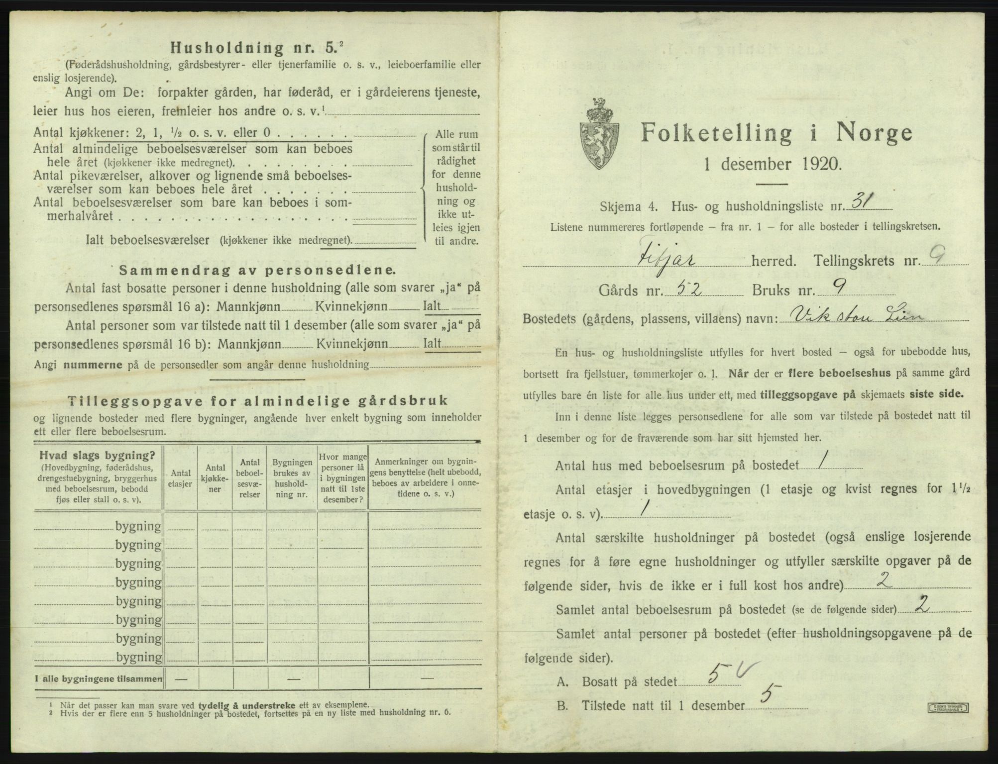 SAB, 1920 census for Fitjar, 1920, p. 566