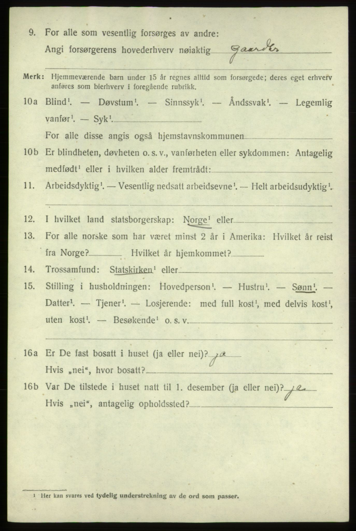 SAB, 1920 census for Fitjar, 1920, p. 2053