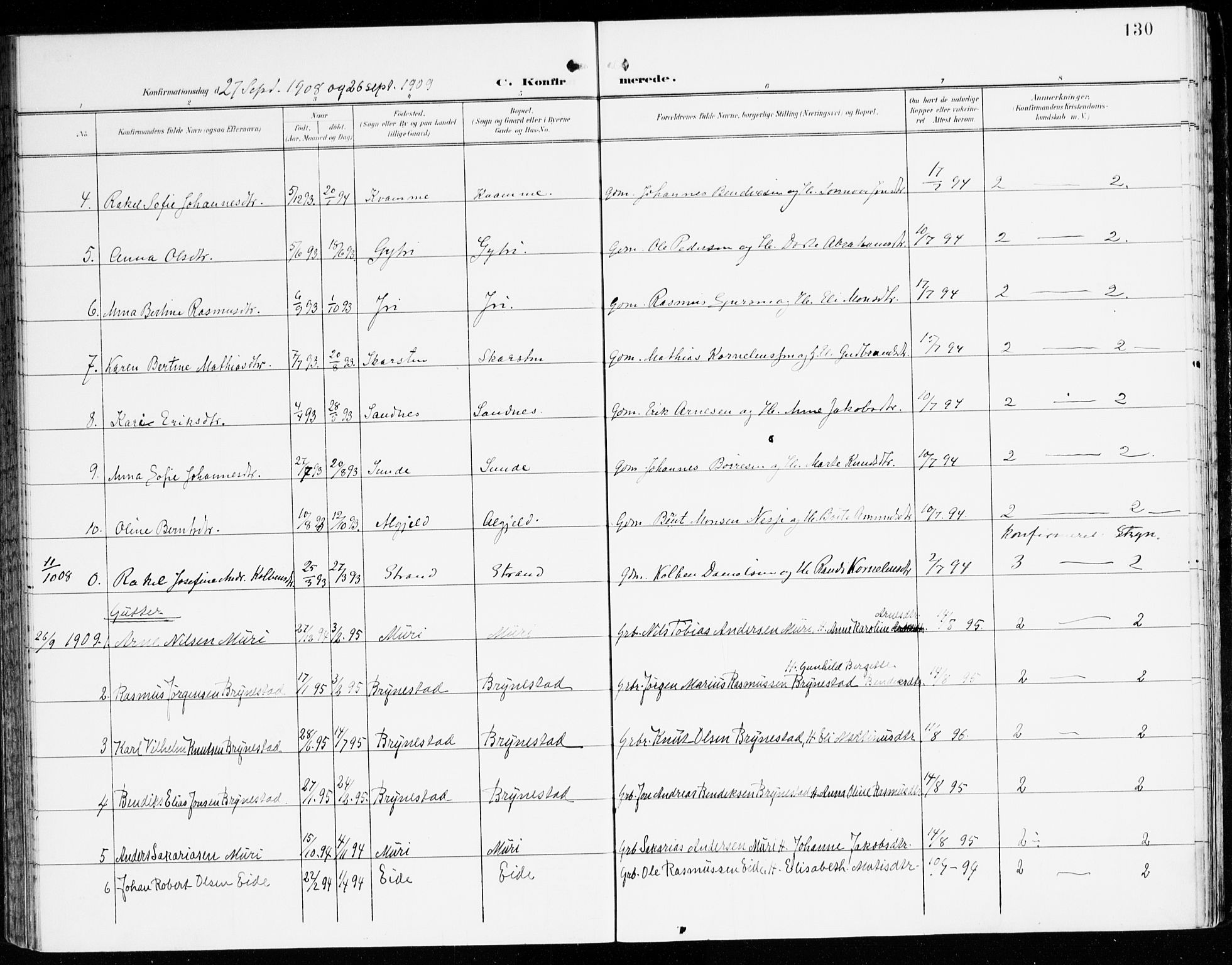 Innvik sokneprestembete, AV/SAB-A-80501: Parish register (official) no. C 2, 1900-1920, p. 130