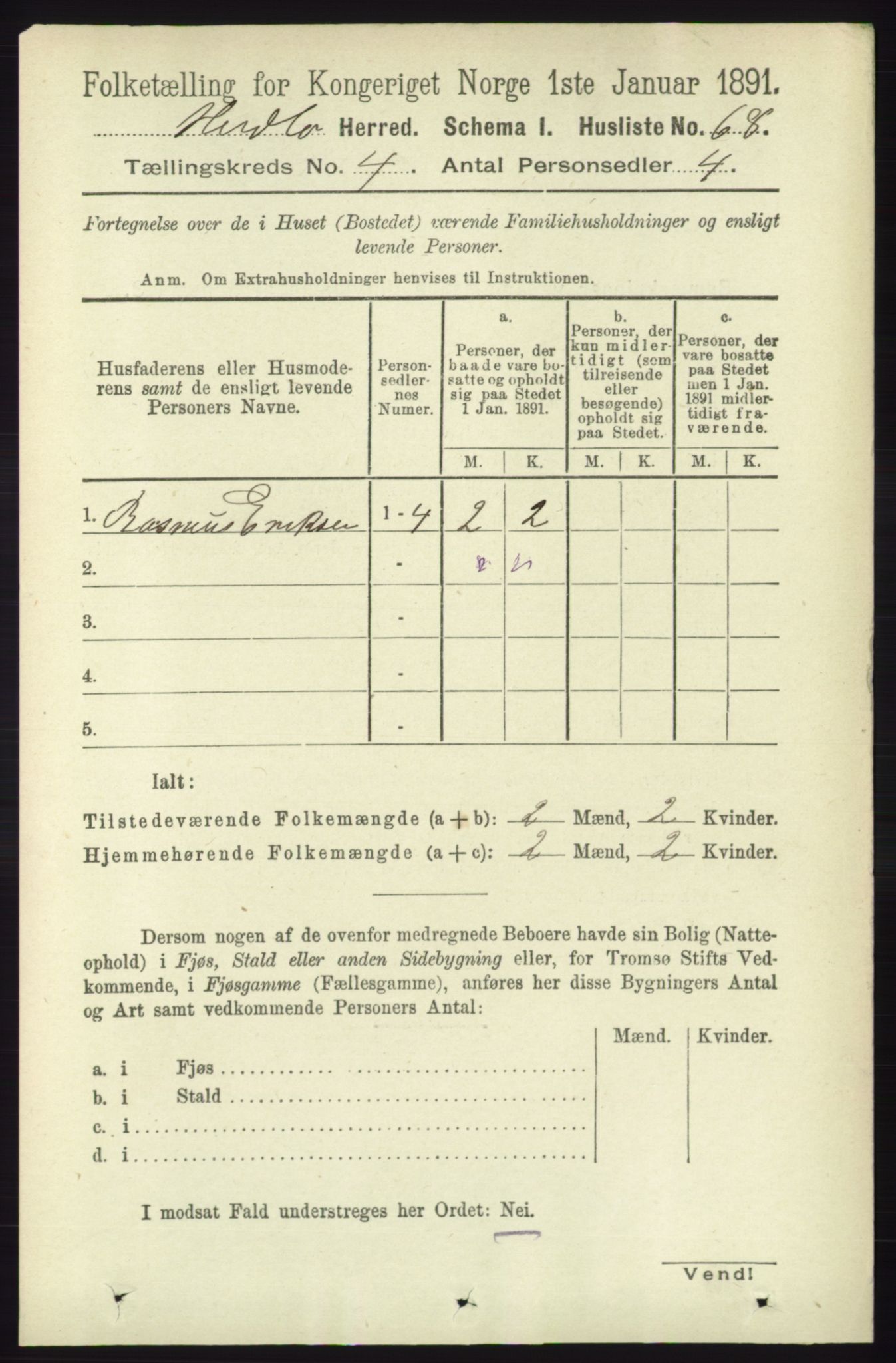 RA, 1891 census for 1258 Herdla, 1891, p. 1538