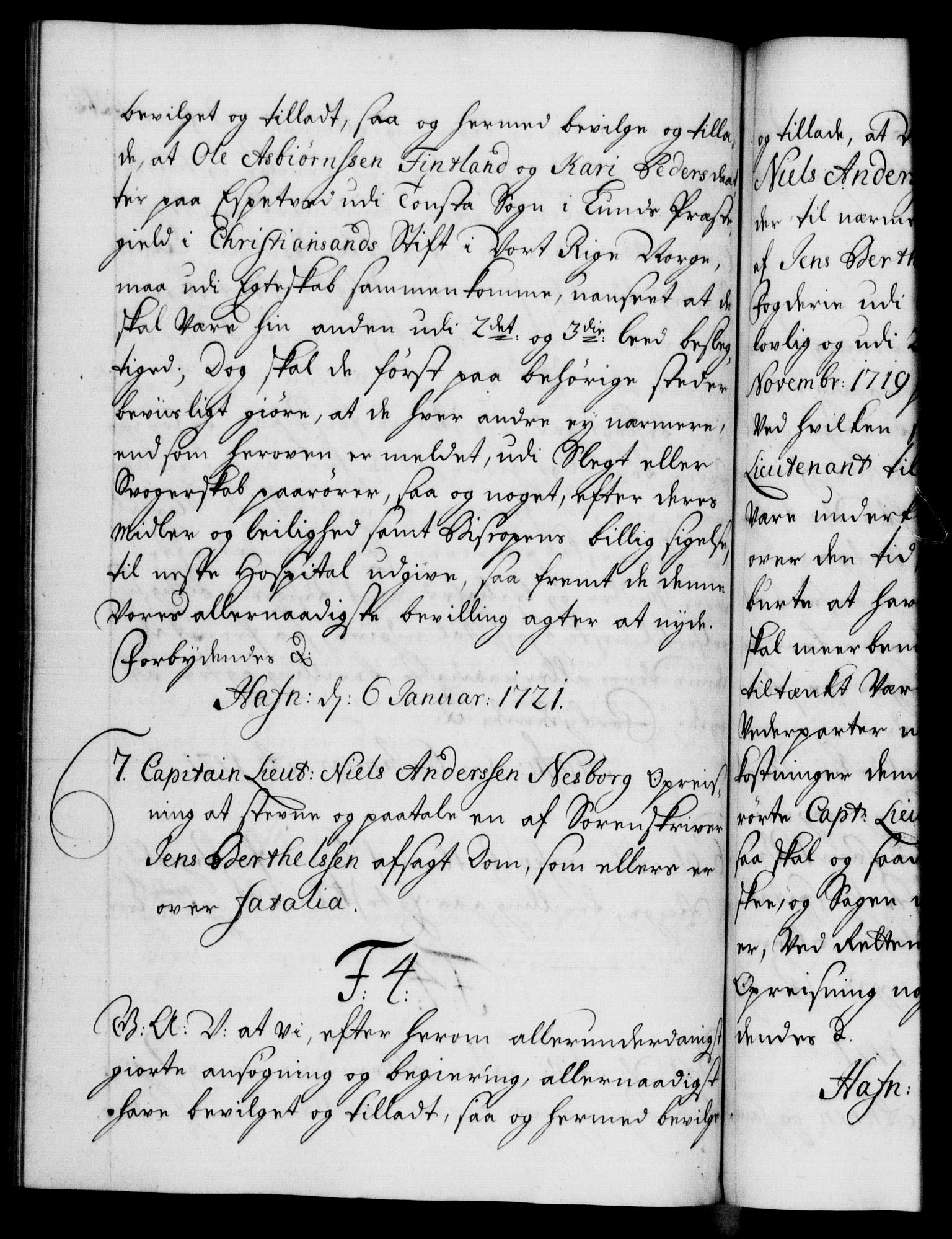 Danske Kanselli 1572-1799, AV/RA-EA-3023/F/Fc/Fca/Fcaa/L0023: Norske registre, 1720-1722, p. 212b