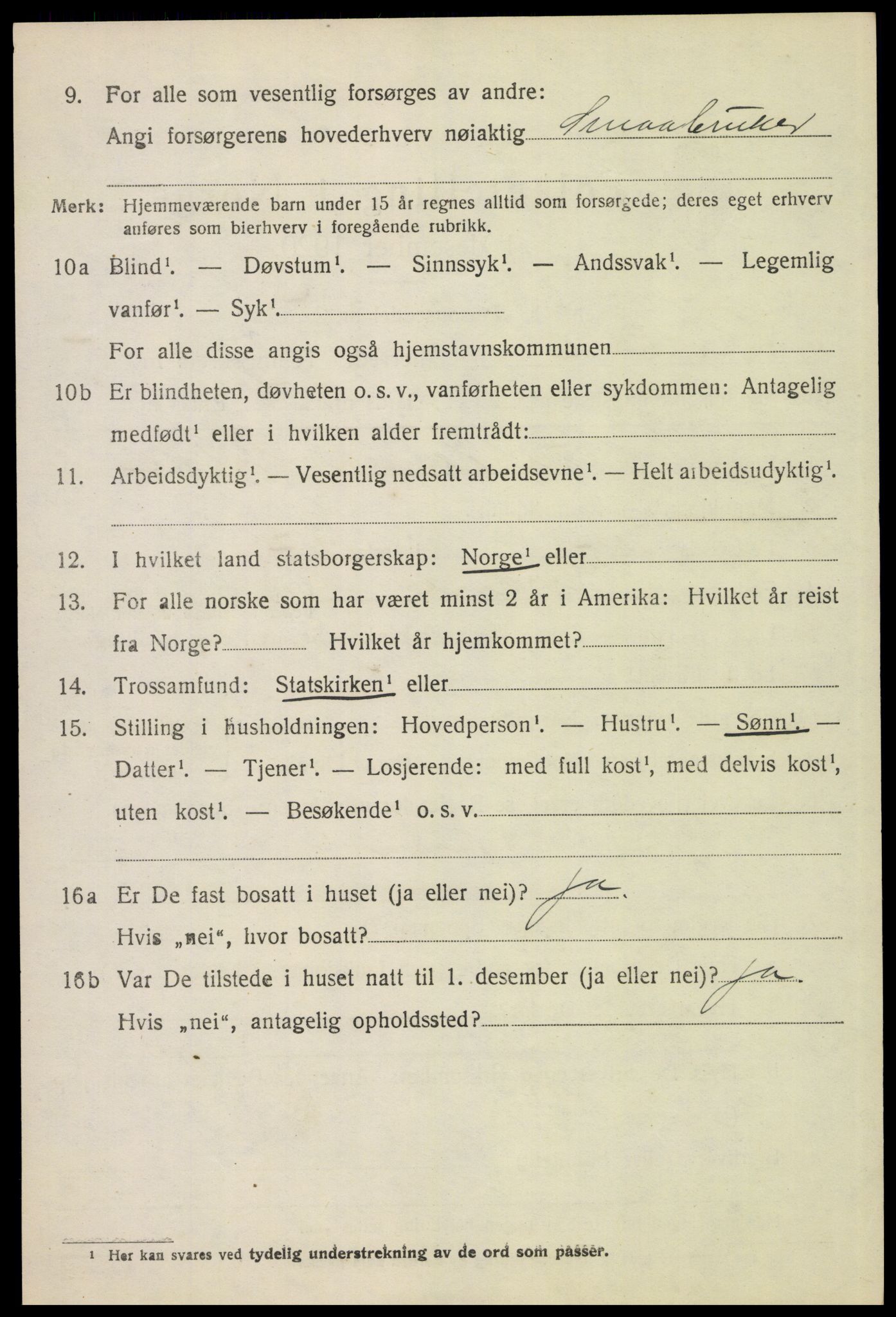 SAH, 1920 census for Kvikne, 1920, p. 2077