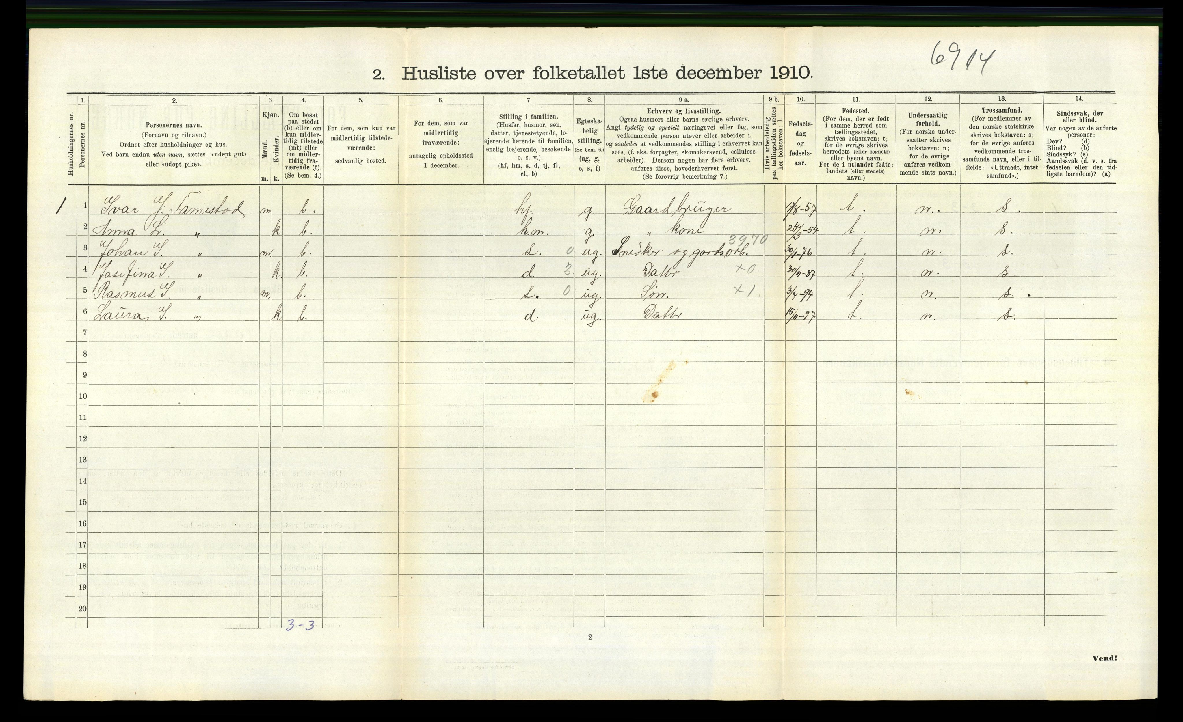 RA, 1910 census for Lindås, 1910, p. 1181