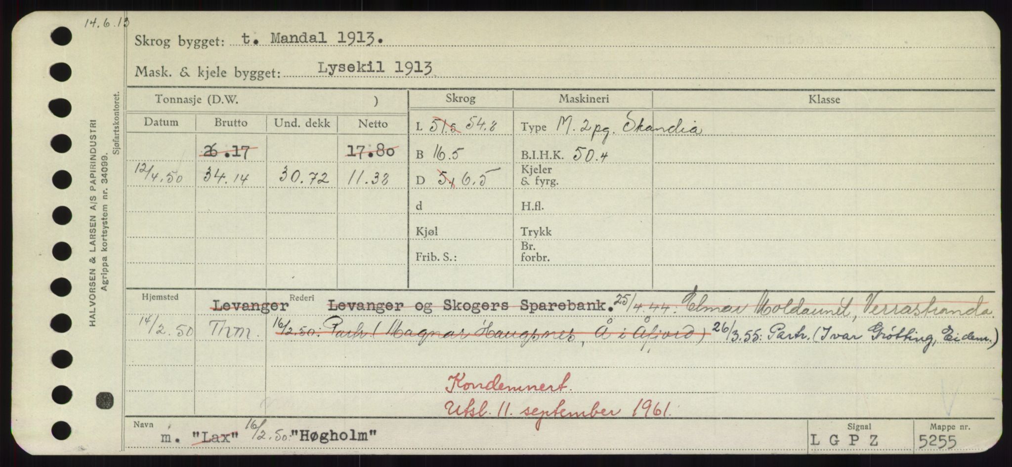 Sjøfartsdirektoratet med forløpere, Skipsmålingen, AV/RA-S-1627/H/Hd/L0017: Fartøy, Holi-Hå, p. 491