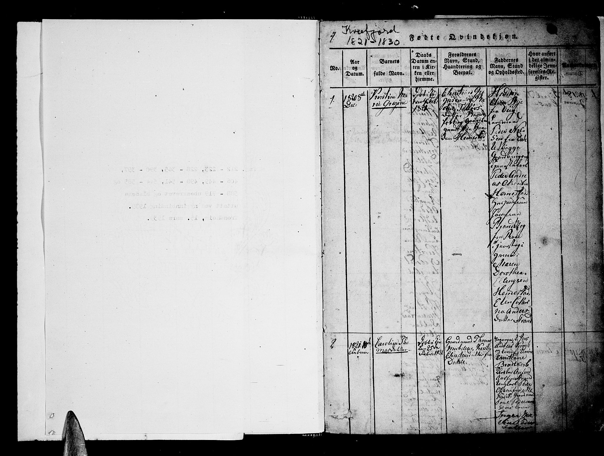 Kvæfjord sokneprestkontor, SATØ/S-1323/G/Ga/Gaa/L0002kirke: Parish register (official) no. 2, 1821-1830, p. 1