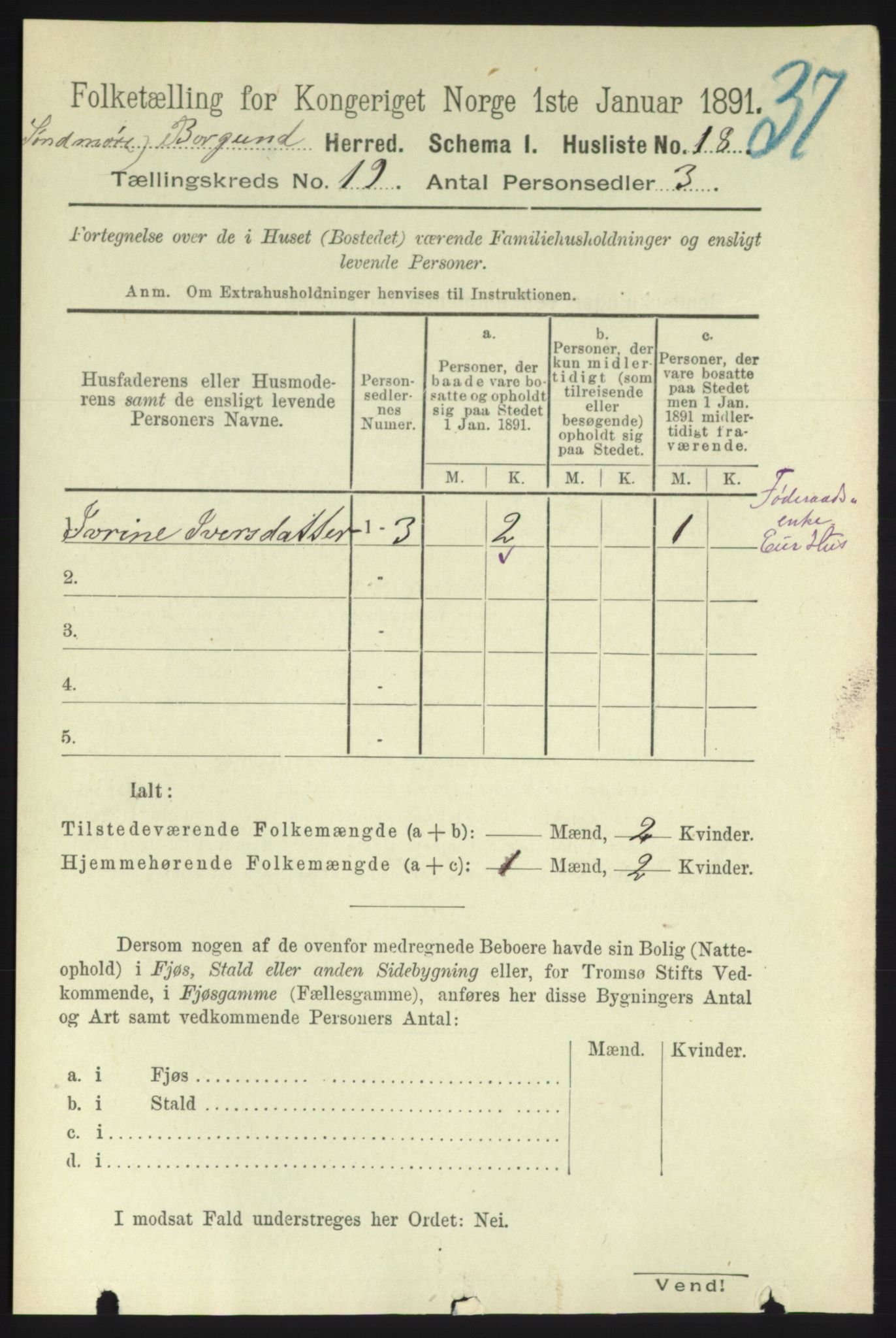 RA, 1891 census for 1531 Borgund, 1891, p. 5960