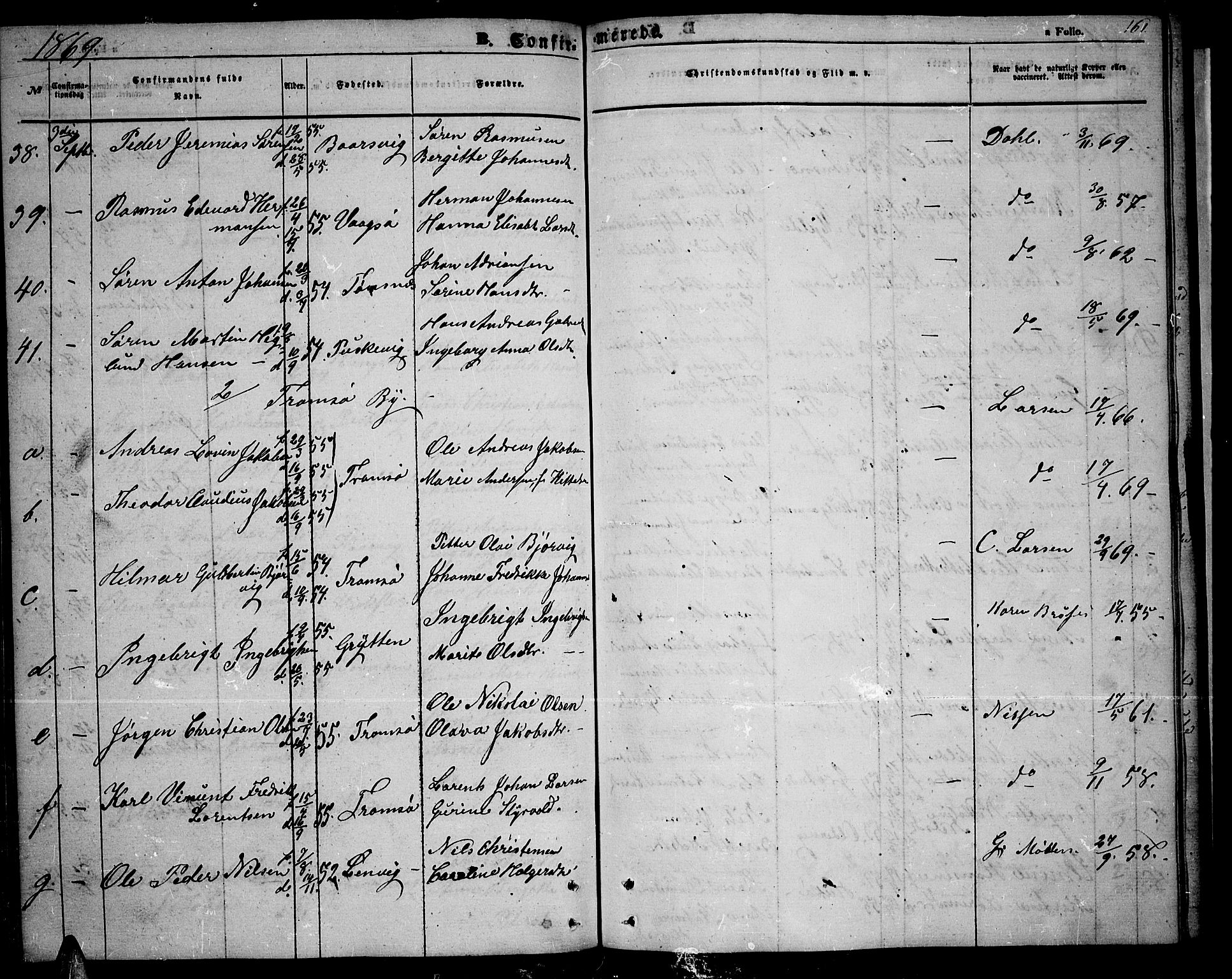 Tromsøysund sokneprestkontor, AV/SATØ-S-1304/G/Gb/L0001klokker: Parish register (copy) no. 1, 1857-1869, p. 161