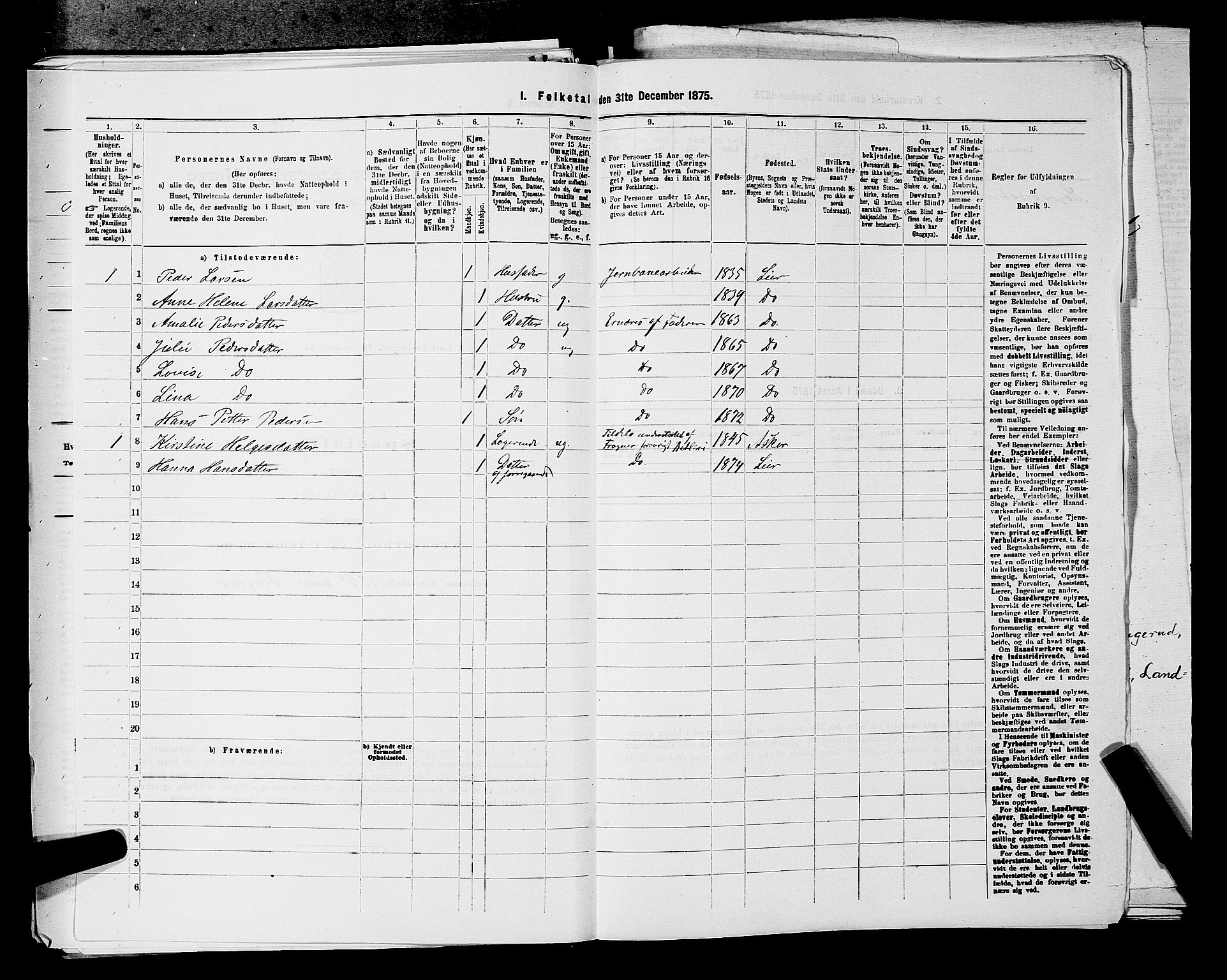 SAKO, 1875 census for 0626P Lier, 1875, p. 693