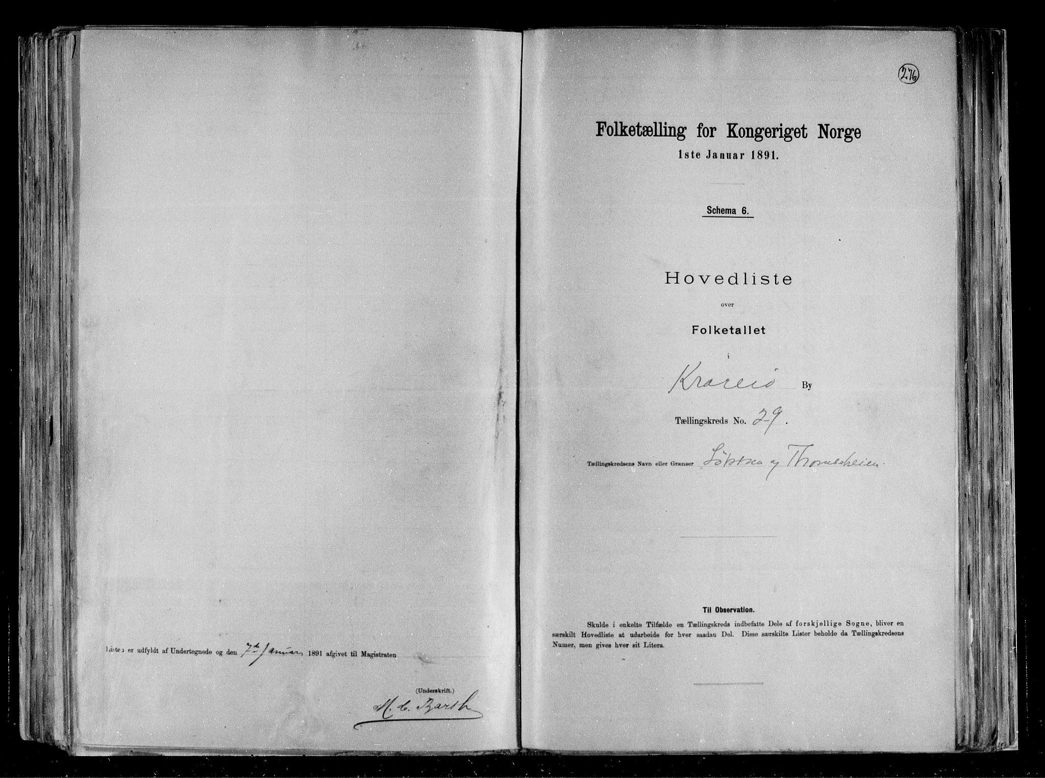 RA, 1891 census for 0801 Kragerø, 1891, p. 61