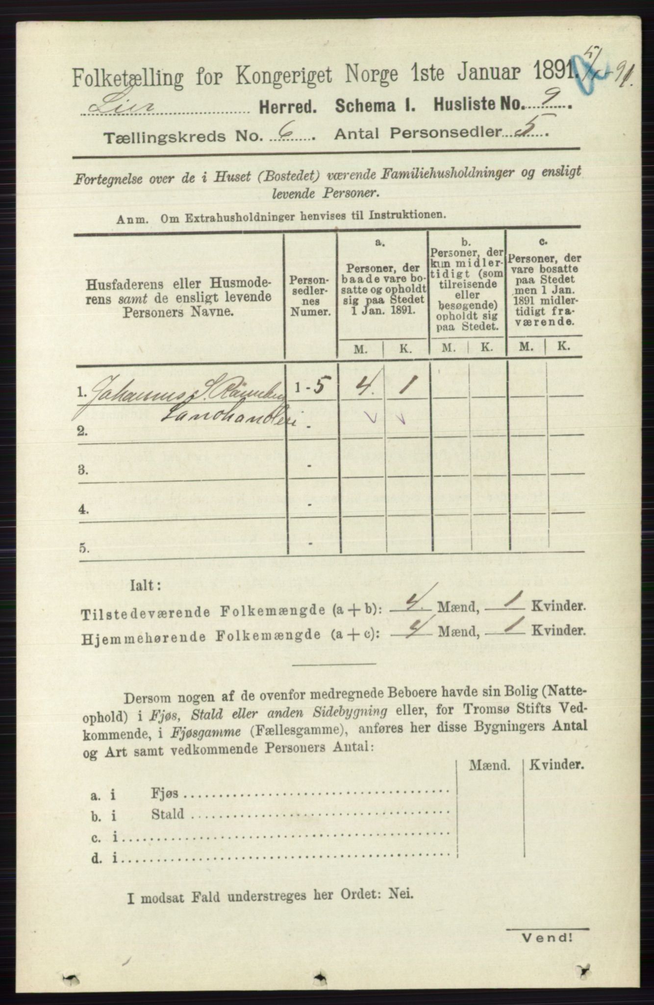 RA, 1891 census for 0626 Lier, 1891, p. 3666