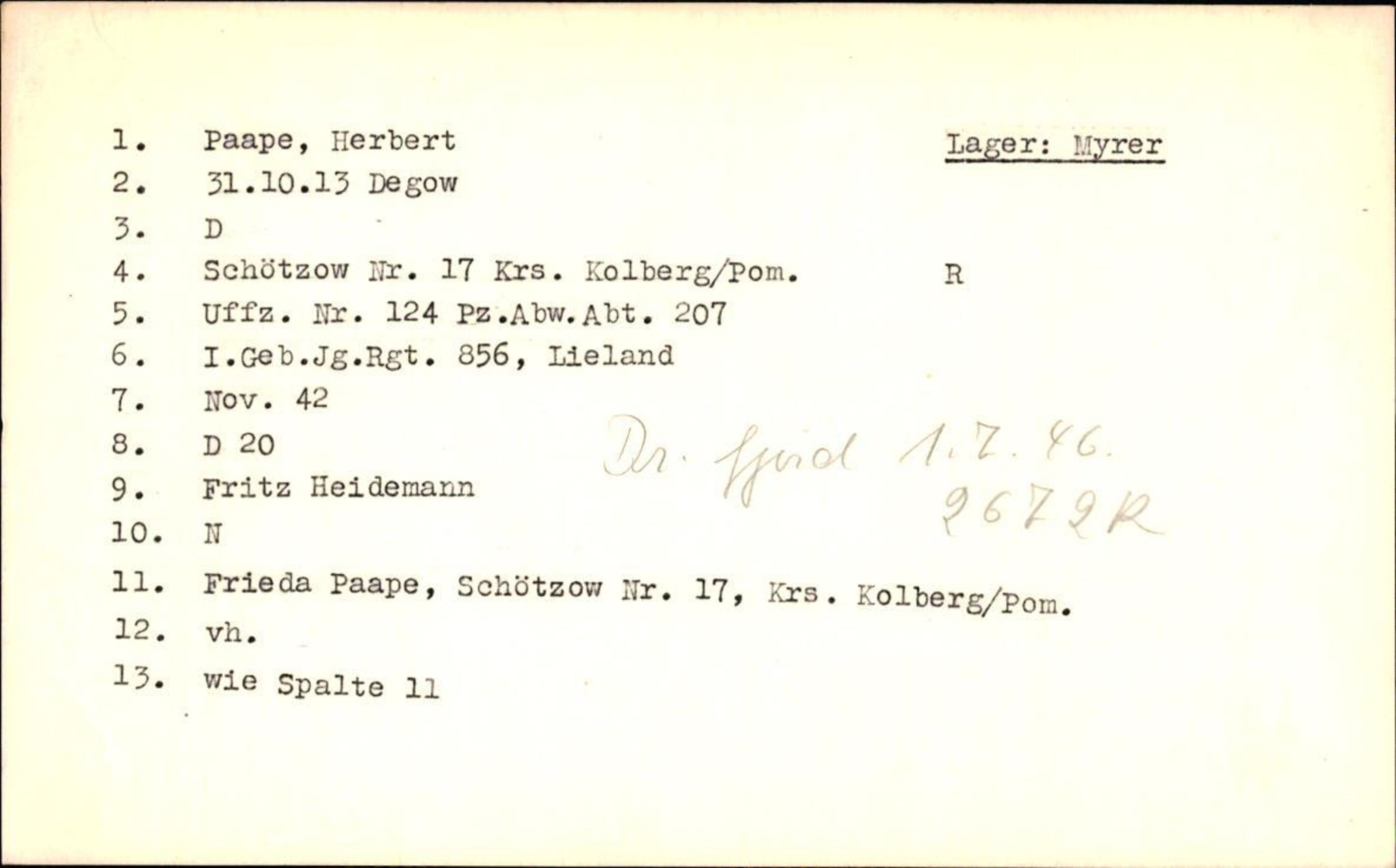 Hjemsendte tyskere , AV/RA-RAFA-6487/D/Db/L0020: Mülzet-Paülisch, 1945-1947, p. 1012