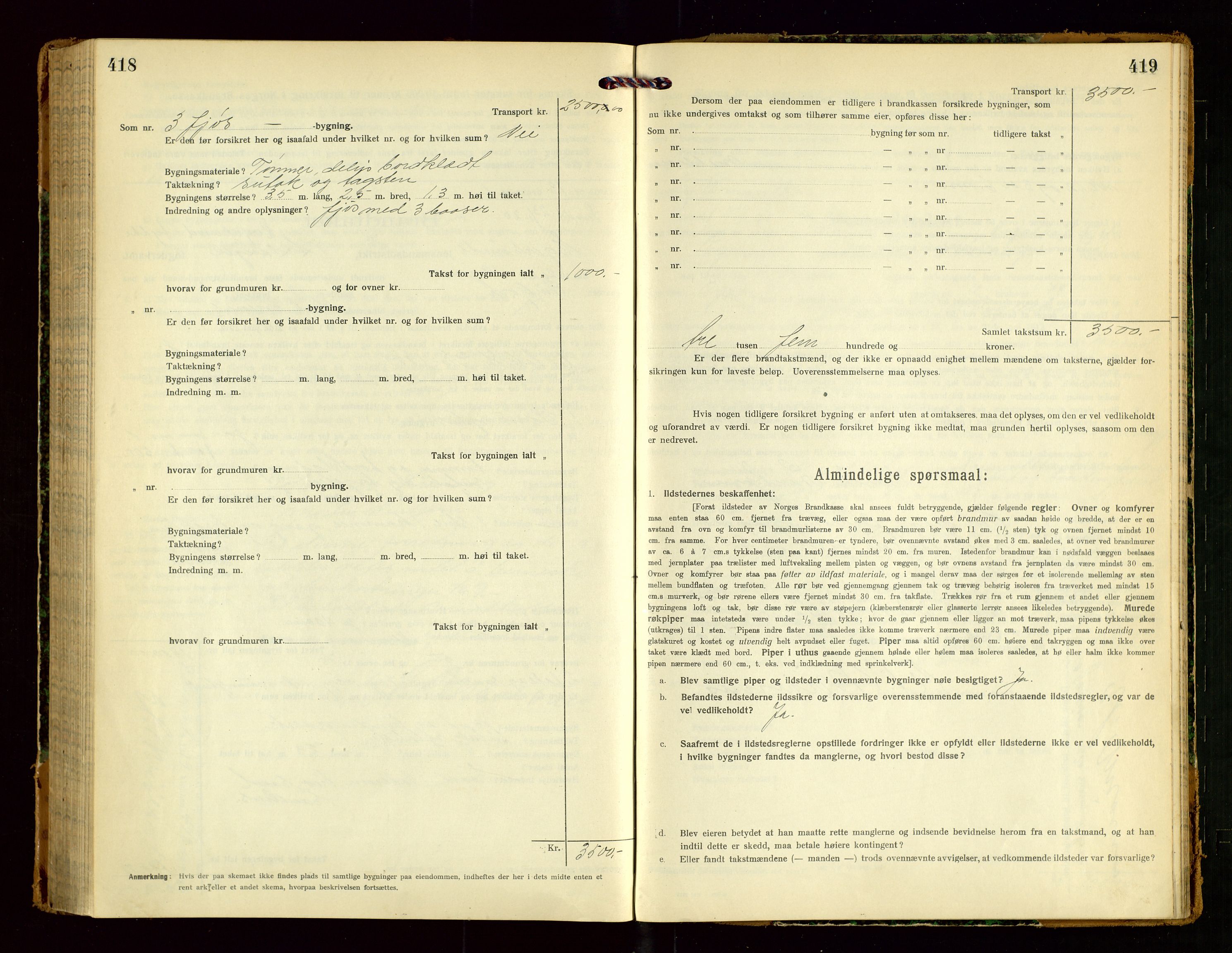 Eigersund lensmannskontor, SAST/A-100171/Gob/L0003: "Brandtakstprotokol", 1917-1920, p. 418-419