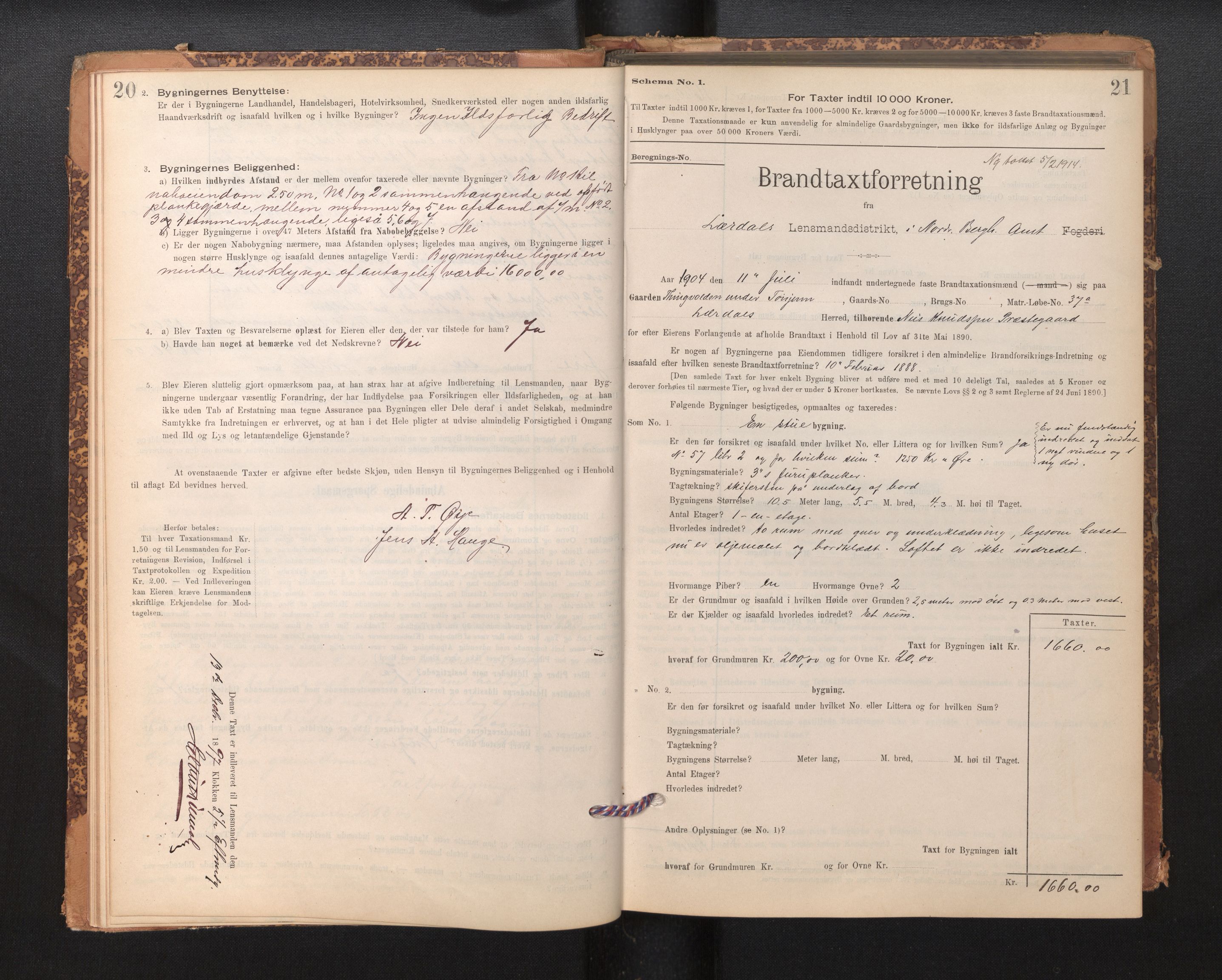 Lensmannen i Lærdal, AV/SAB-A-29401/0012/L0006: Branntakstprotokoll, skjematakst, 1896-1947, p. 20-21