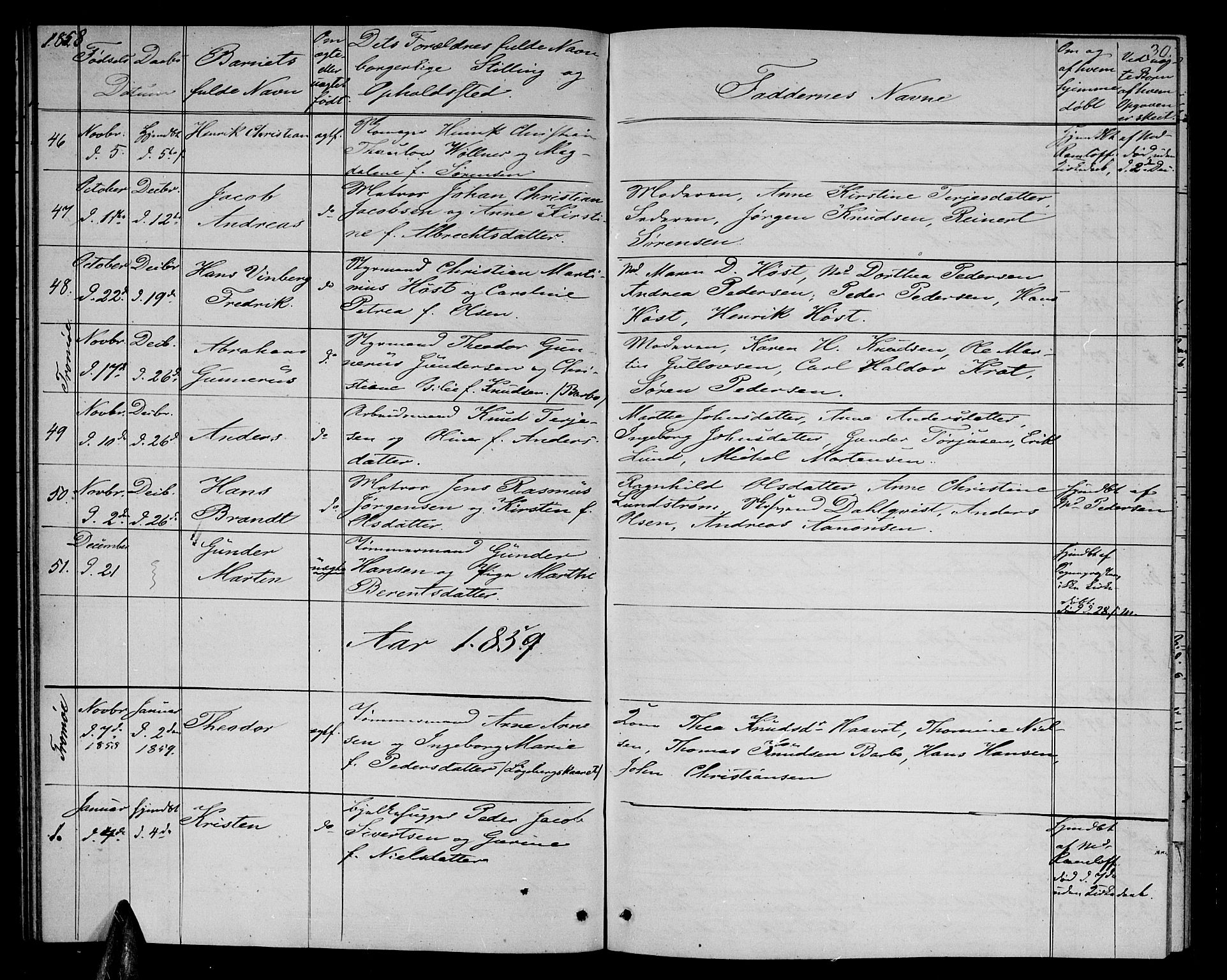 Arendal sokneprestkontor, Trefoldighet, SAK/1111-0040/F/Fb/L0003: Parish register (copy) no. B 3, 1851-1860, p. 30