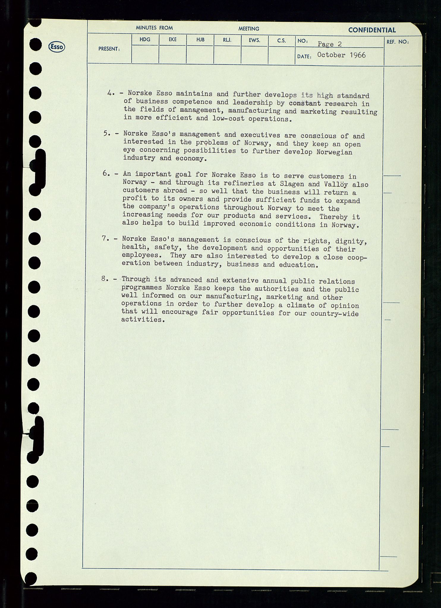 Pa 0982 - Esso Norge A/S, AV/SAST-A-100448/A/Aa/L0002/0002: Den administrerende direksjon Board minutes (styrereferater) / Den administrerende direksjon Board minutes (styrereferater), 1966, p. 126