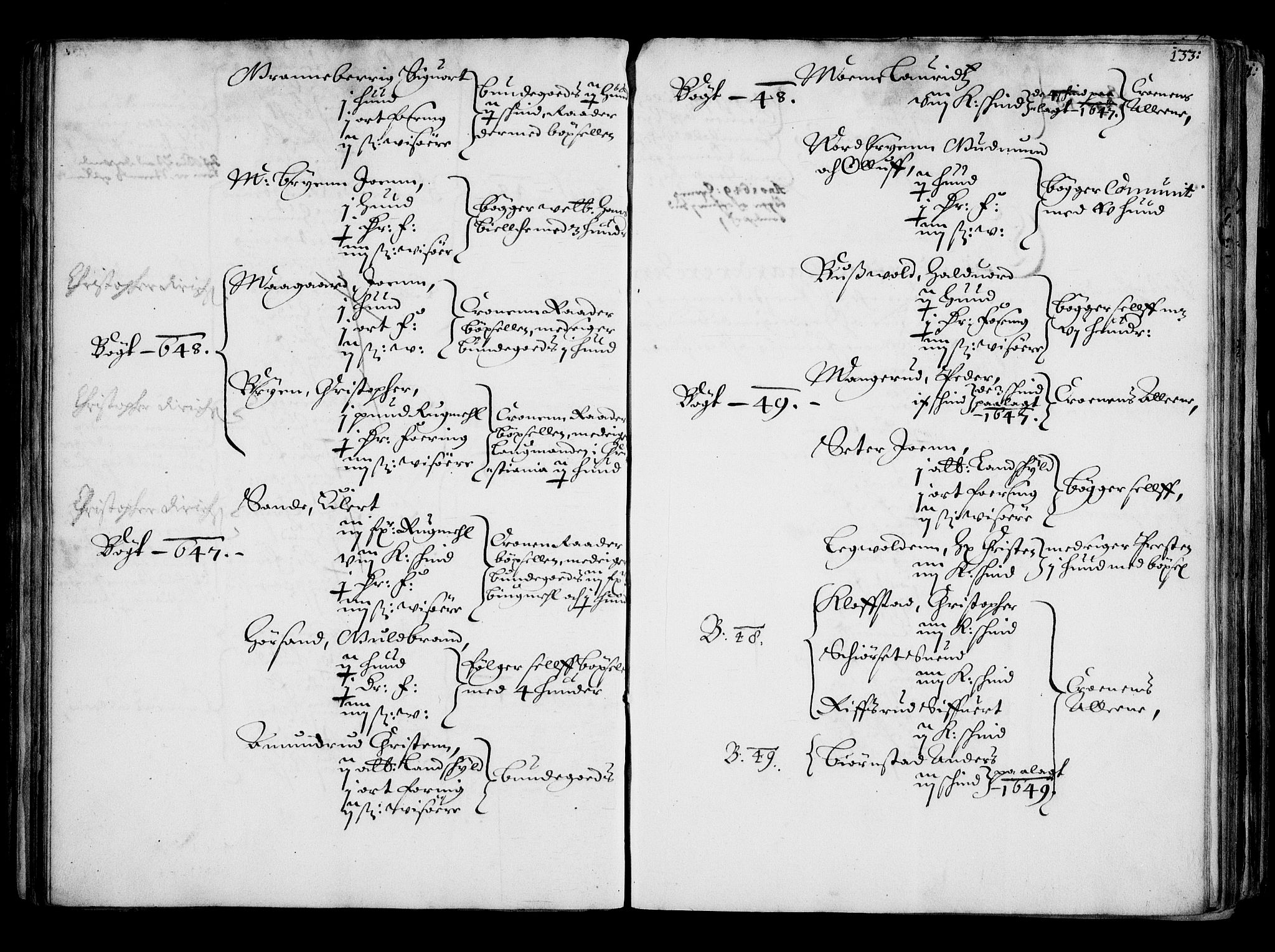 Rentekammeret inntil 1814, Realistisk ordnet avdeling, AV/RA-EA-4070/N/Na/L0001: [XI f]: Akershus stifts jordebok, 1652, p. 132b-133a