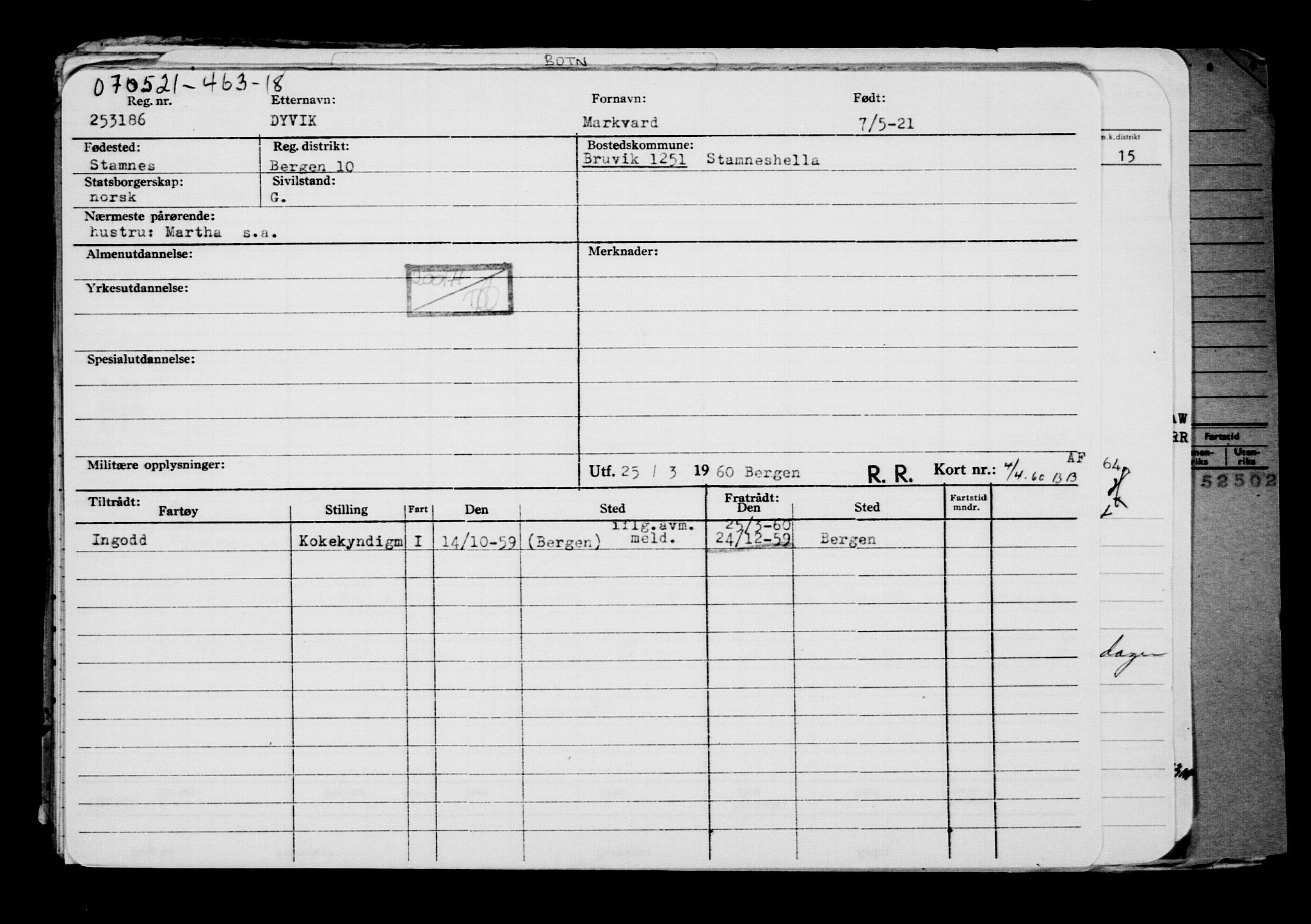 Direktoratet for sjømenn, AV/RA-S-3545/G/Gb/L0193: Hovedkort, 1921, p. 259