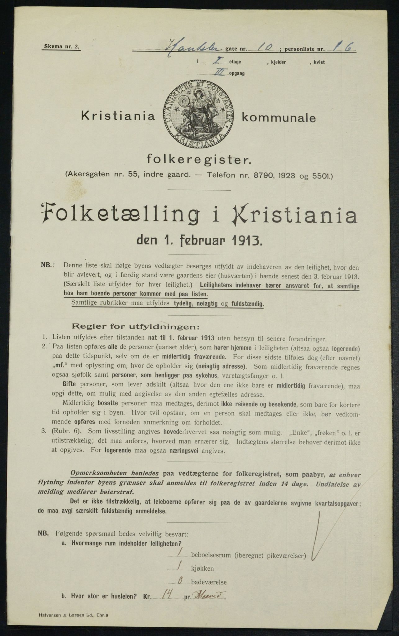 OBA, Municipal Census 1913 for Kristiania, 1913, p. 47878