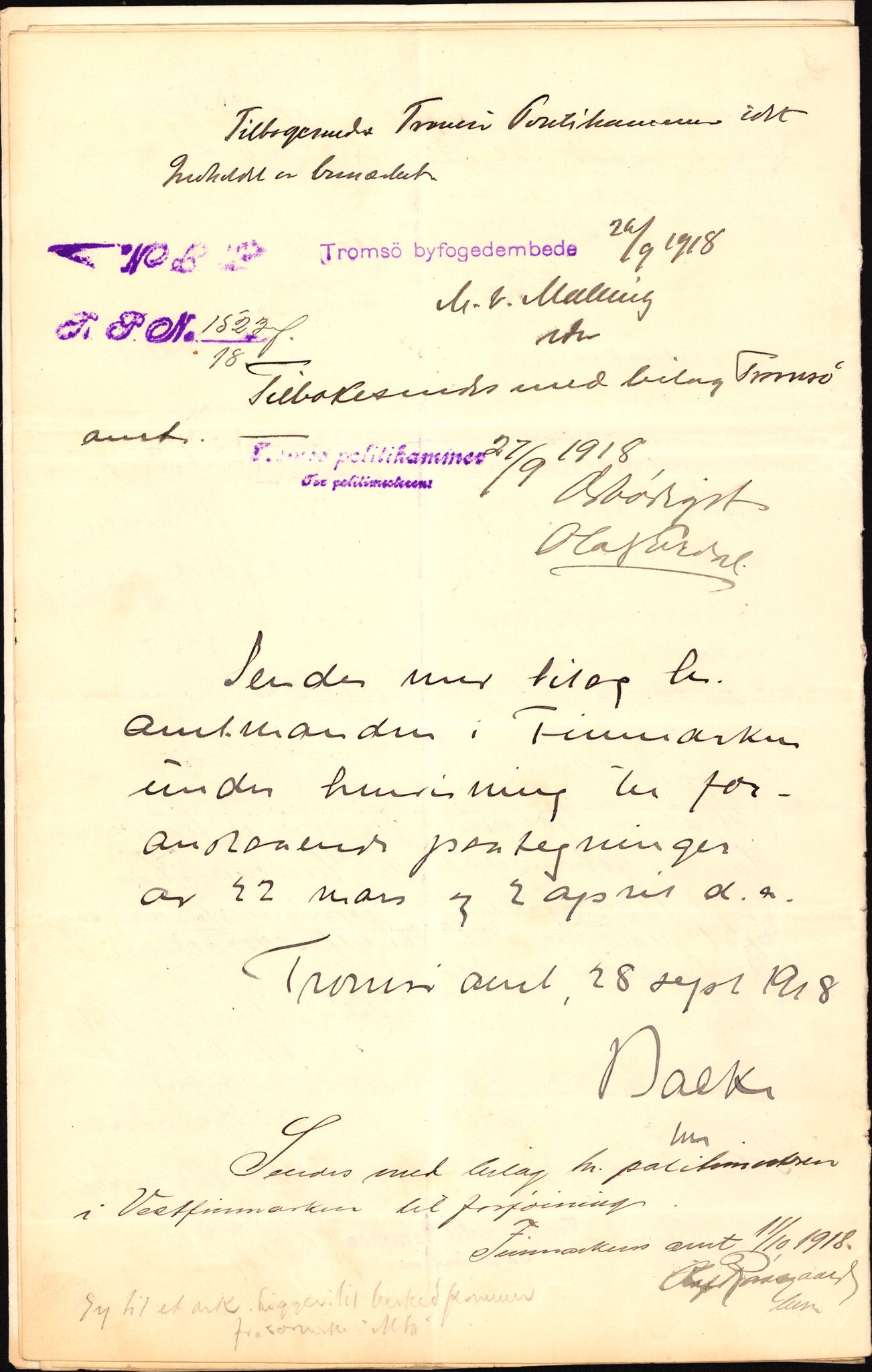 Handelsdepartementet, Sjøfartsavdelingen, 1. sjømannskontor, AV/RA-S-1405/D/Dm/L0010: Forliste skip Lar - Min, 1906-1920, p. 455