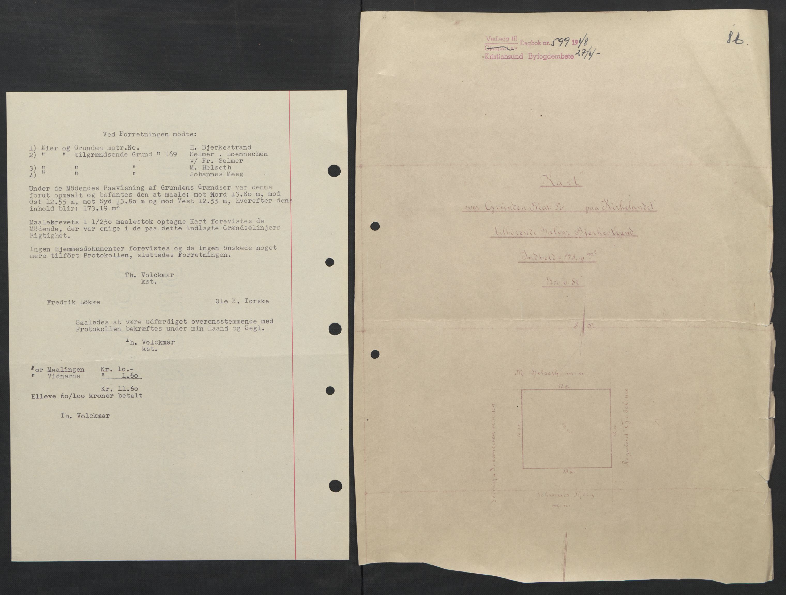 Kristiansund byfogd, AV/SAT-A-4587/A/27: Mortgage book no. 42, 1947-1950, Diary no: : 599/1948