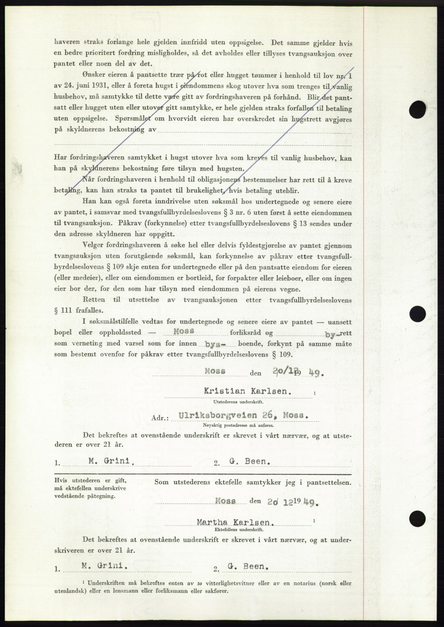 Moss sorenskriveri, AV/SAO-A-10168: Mortgage book no. B23, 1949-1950, Diary no: : 4105/1949