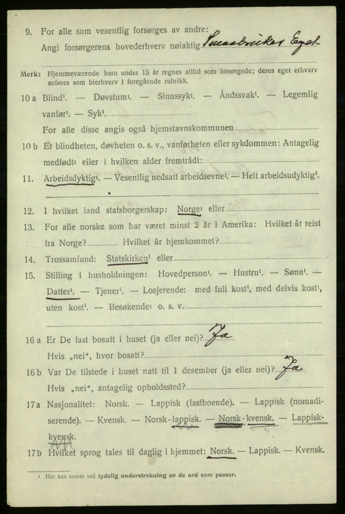 SATØ, 1920 census for Talvik, 1920, p. 2183