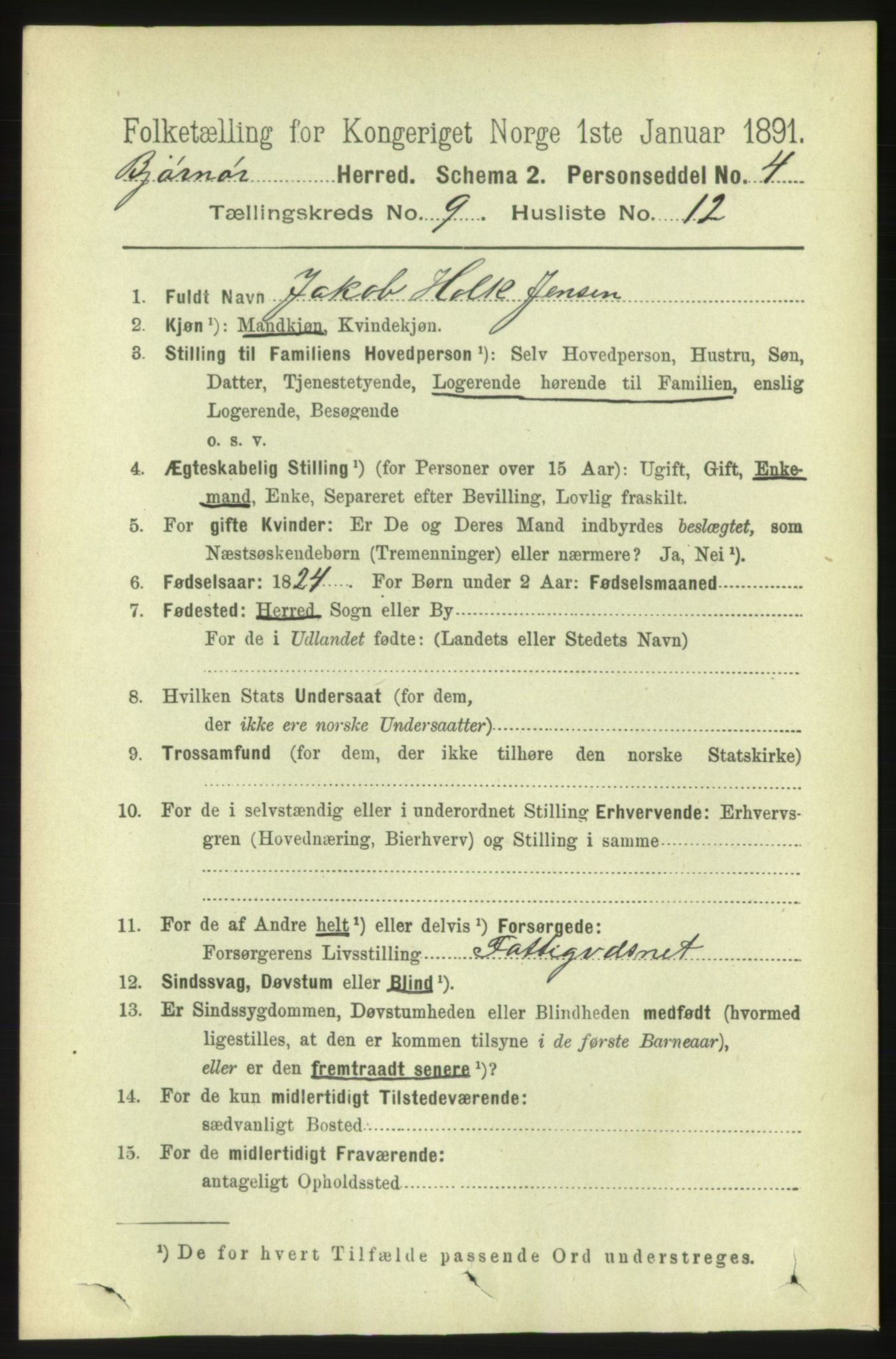 RA, 1891 census for 1632 Bjørnør, 1891, p. 3873