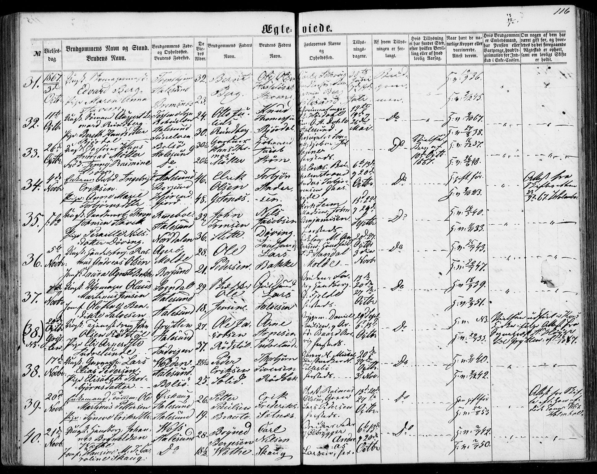 Ministerialprotokoller, klokkerbøker og fødselsregistre - Møre og Romsdal, AV/SAT-A-1454/529/L0452: Parish register (official) no. 529A02, 1864-1871, p. 116