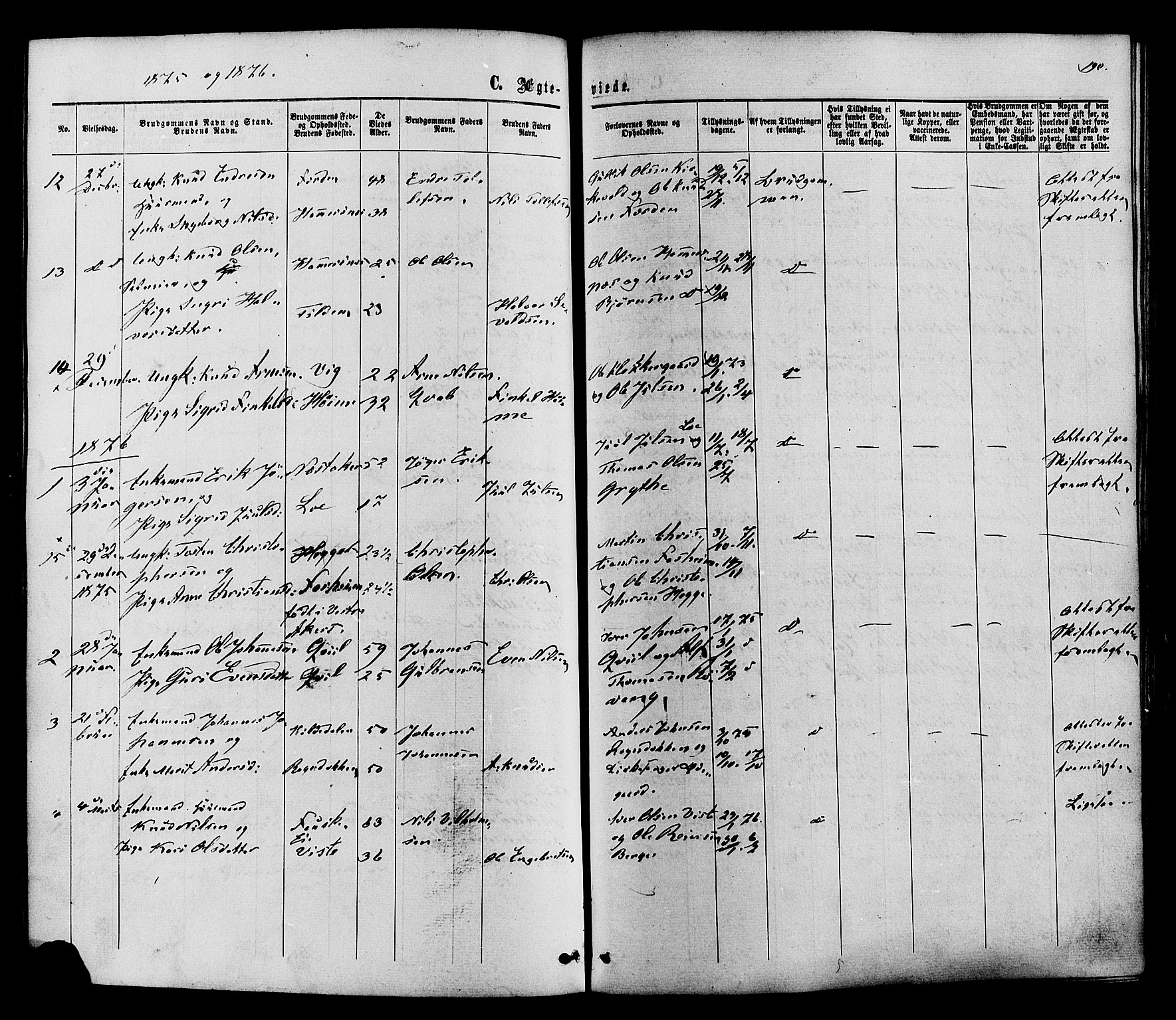 Vestre Slidre prestekontor, SAH/PREST-136/H/Ha/Haa/L0003: Parish register (official) no. 3, 1865-1880, p. 190