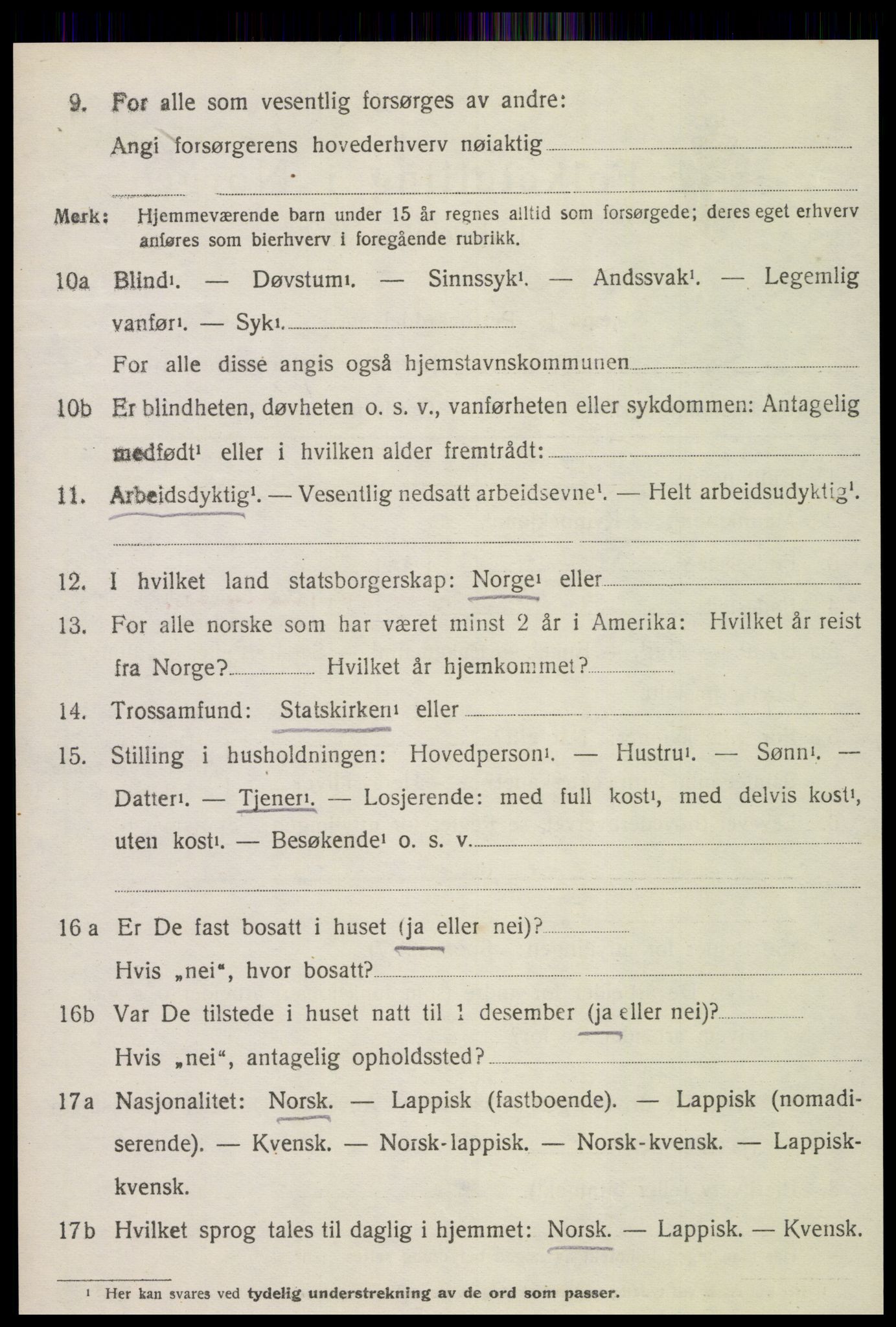 SAT, 1920 census for Verdal, 1920, p. 11594