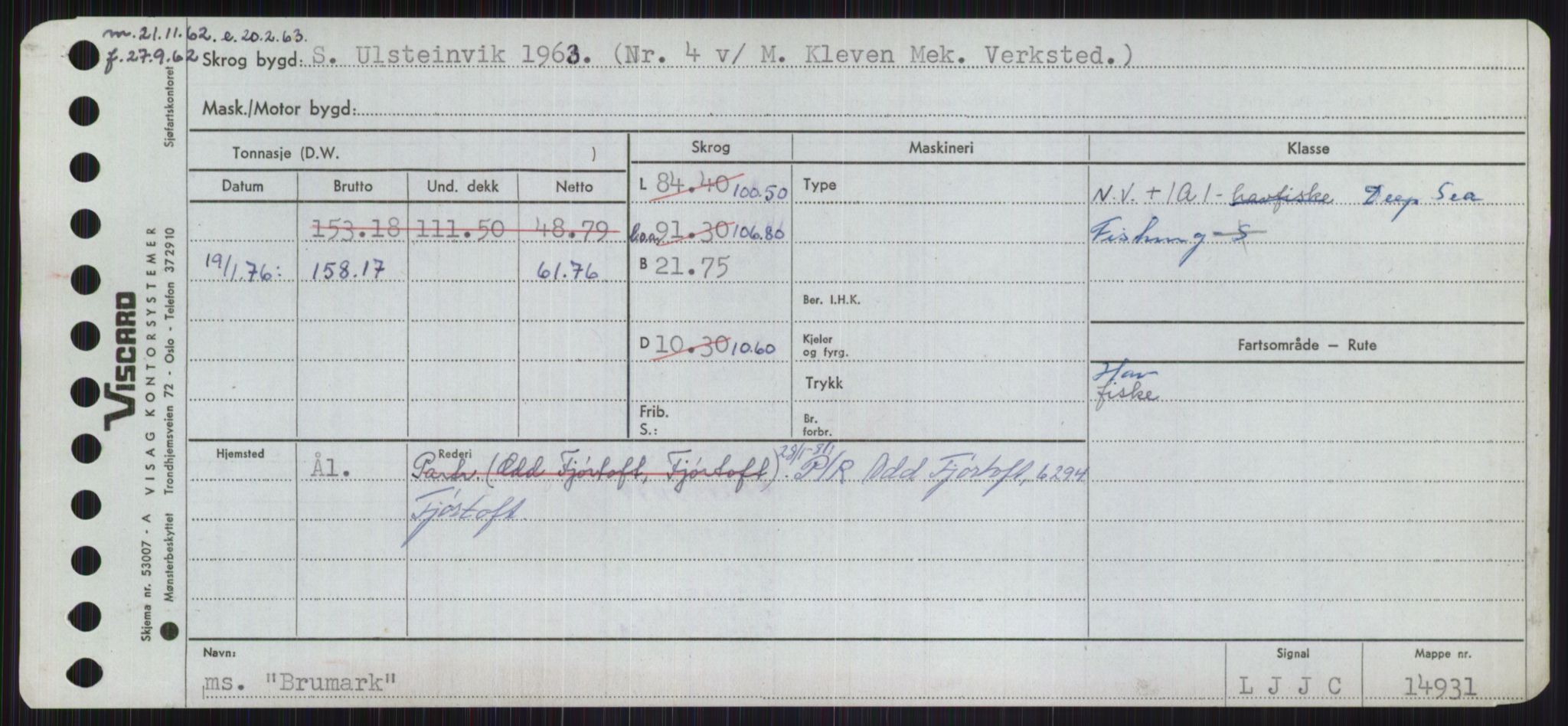 Sjøfartsdirektoratet med forløpere, Skipsmålingen, RA/S-1627/H/Ha/L0001/0002: Fartøy, A-Eig / Fartøy Bjør-Eig, p. 337