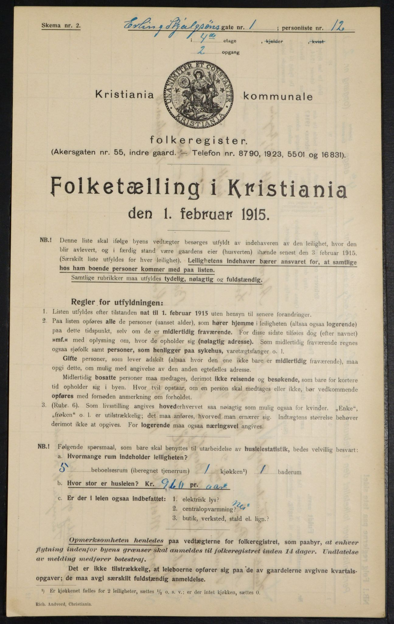 OBA, Municipal Census 1915 for Kristiania, 1915, p. 21594