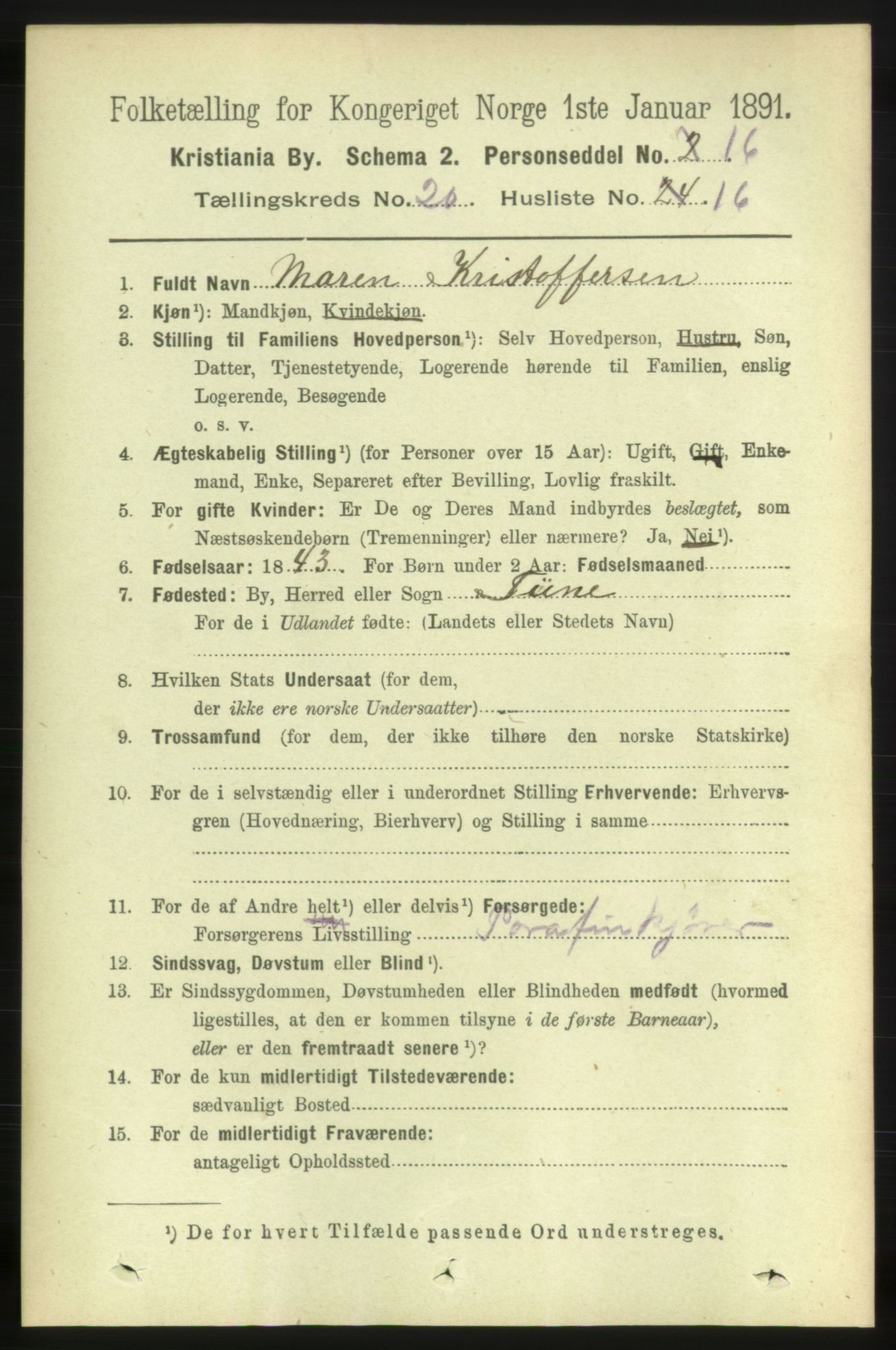 RA, 1891 census for 0301 Kristiania, 1891, p. 10129