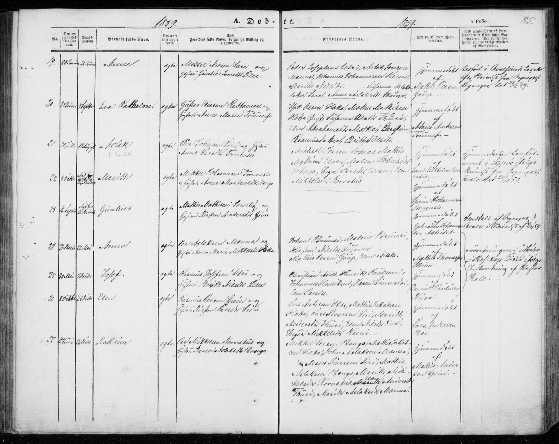 Kautokeino sokneprestembete, AV/SATØ-S-1340/H/Ha/L0002.kirke: Parish register (official) no. 2, 1843-1861, p. 85