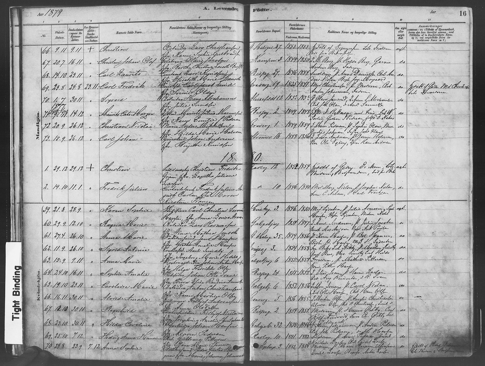 Gamlebyen prestekontor Kirkebøker, SAO/A-10884/F/Fa/L0005: Parish register (official) no. 5, 1878-1889, p. 16