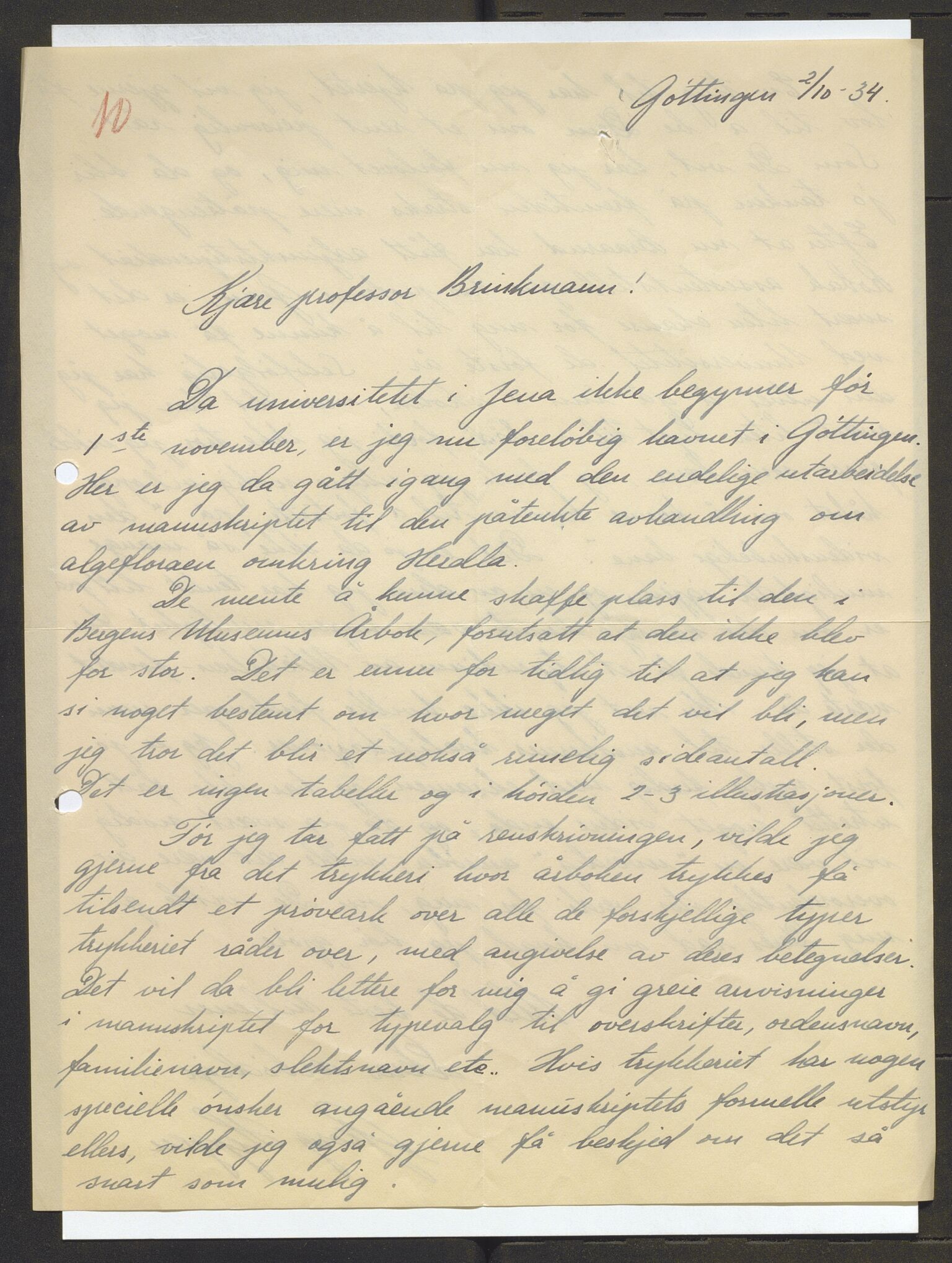 Bergens Museum, AV/SAB-A-17301/13/D/L0002: Korrespondanse , 1928-1940, p. 560