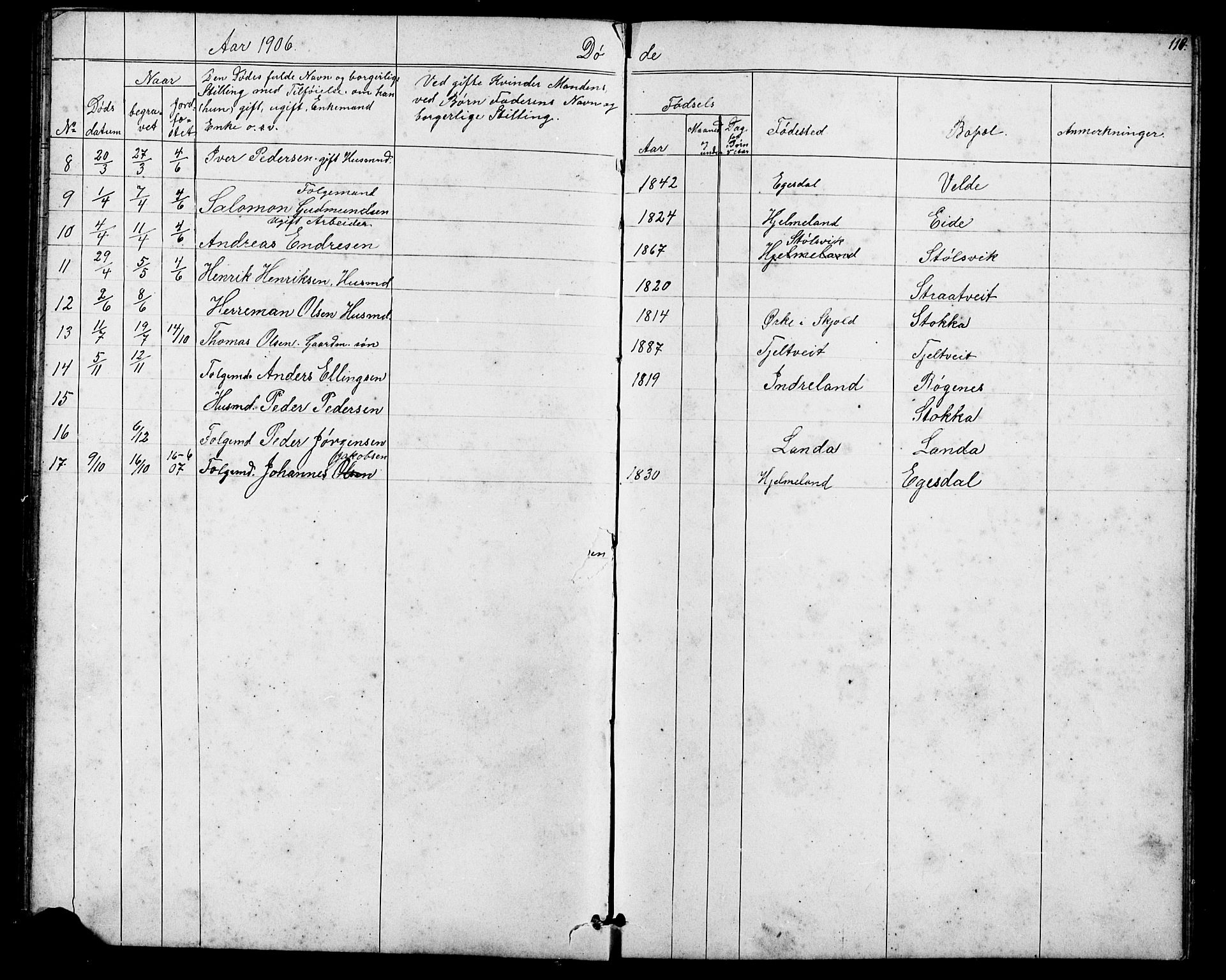 Skjold sokneprestkontor, SAST/A-101847/H/Ha/Hab/L0006: Parish register (copy) no. B 6, 1881-1913, p. 110