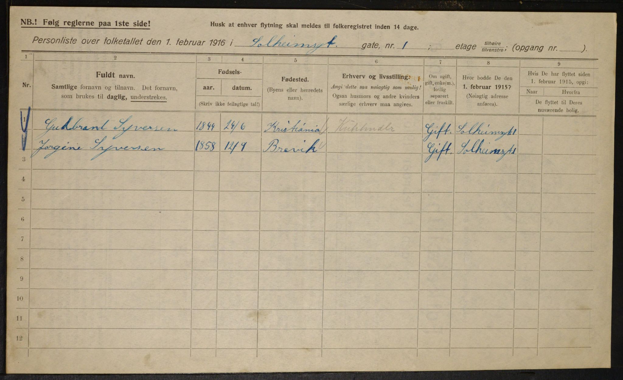 OBA, Municipal Census 1916 for Kristiania, 1916, p. 102015