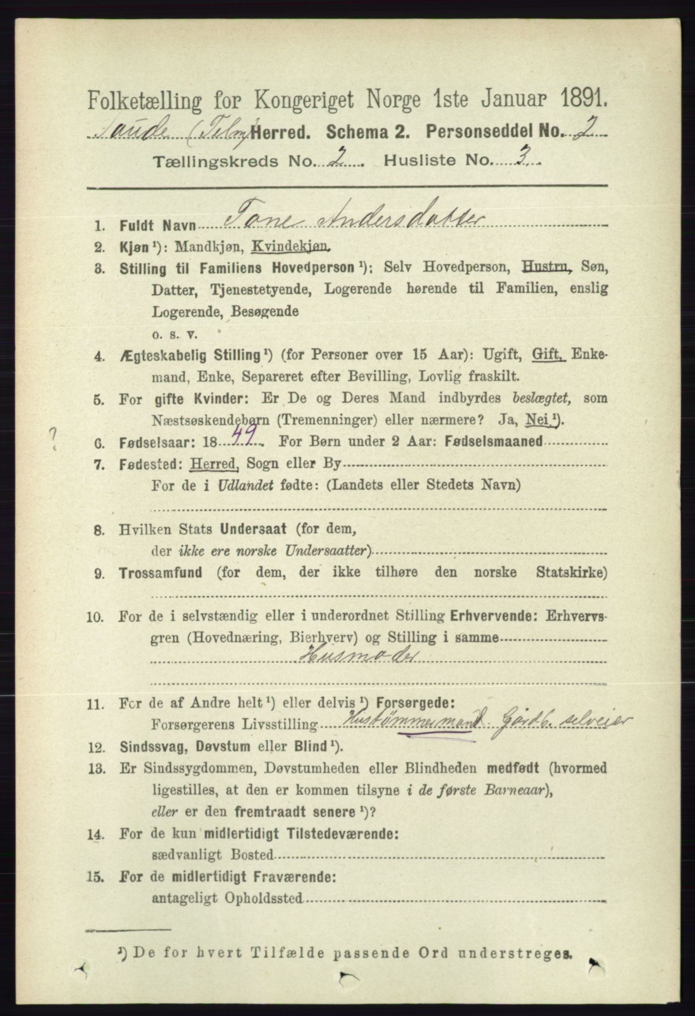 RA, 1891 census for 0822 Sauherad, 1891, p. 460