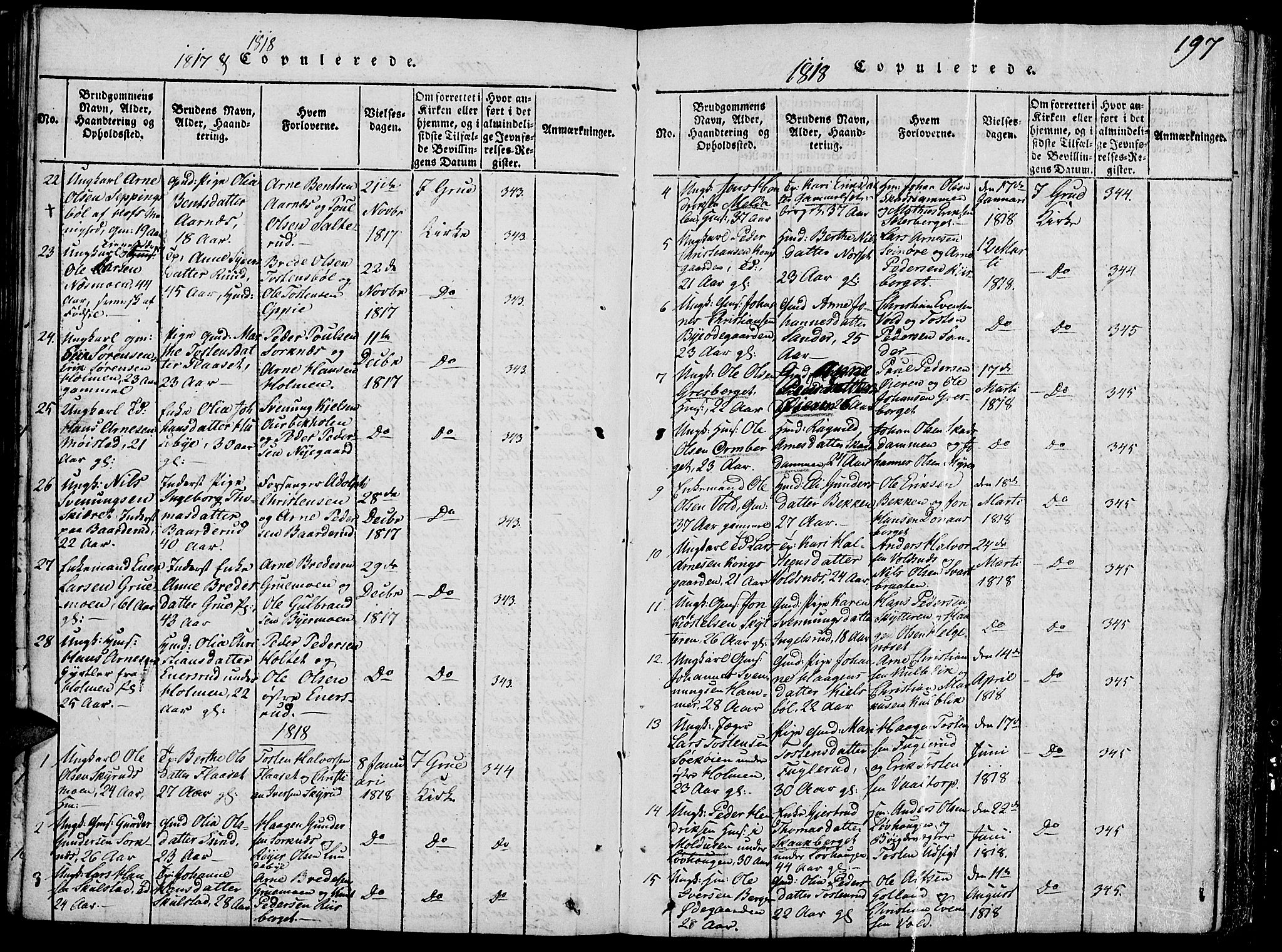 Grue prestekontor, SAH/PREST-036/H/Ha/Hab/L0002: Parish register (copy) no. 2, 1815-1841, p. 197