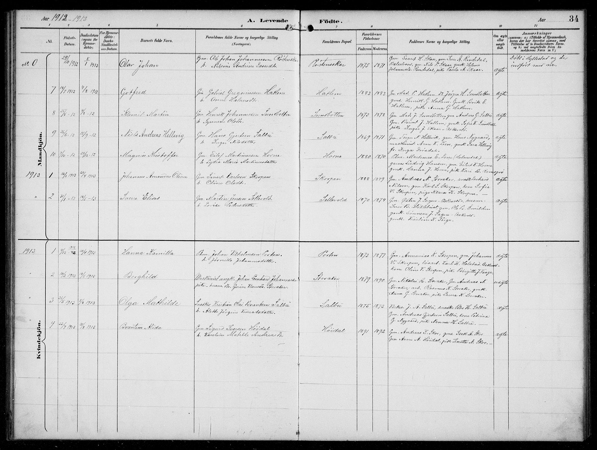 Hyllestad sokneprestembete, SAB/A-80401: Parish register (copy) no. C 3, 1894-1913, p. 34
