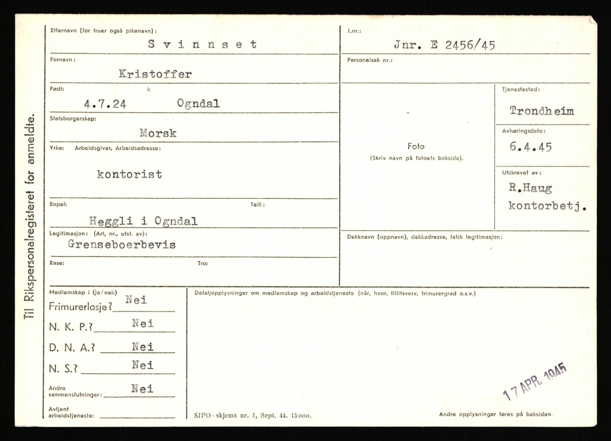 Statspolitiet - Hovedkontoret / Osloavdelingen, AV/RA-S-1329/C/Ca/L0015: Svea - Tøsse, 1943-1945, p. 611