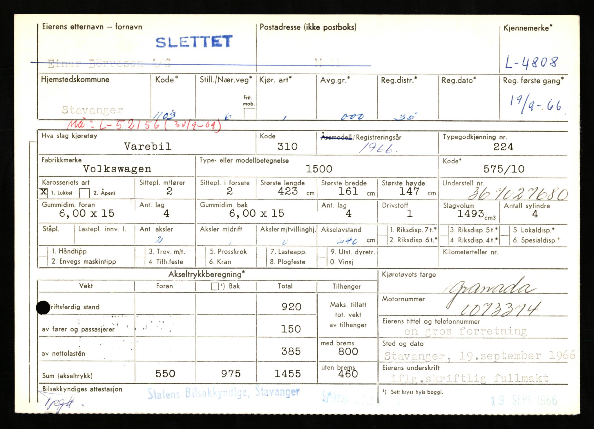 Stavanger trafikkstasjon, AV/SAST-A-101942/0/F/L0013: L-4700 - L-5079, 1930-1971, p. 513