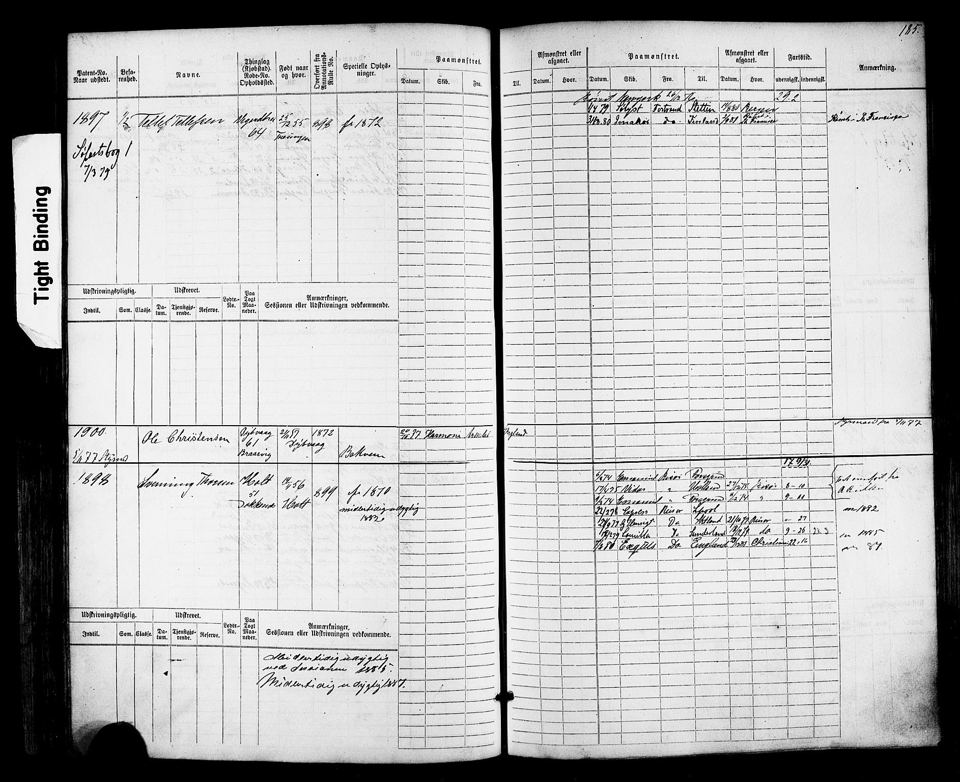 Tvedestrand mønstringskrets, AV/SAK-2031-0011/F/Fb/L0017: Hovedrulle nr 1533-2288, U-33, 1874-1882, p. 192