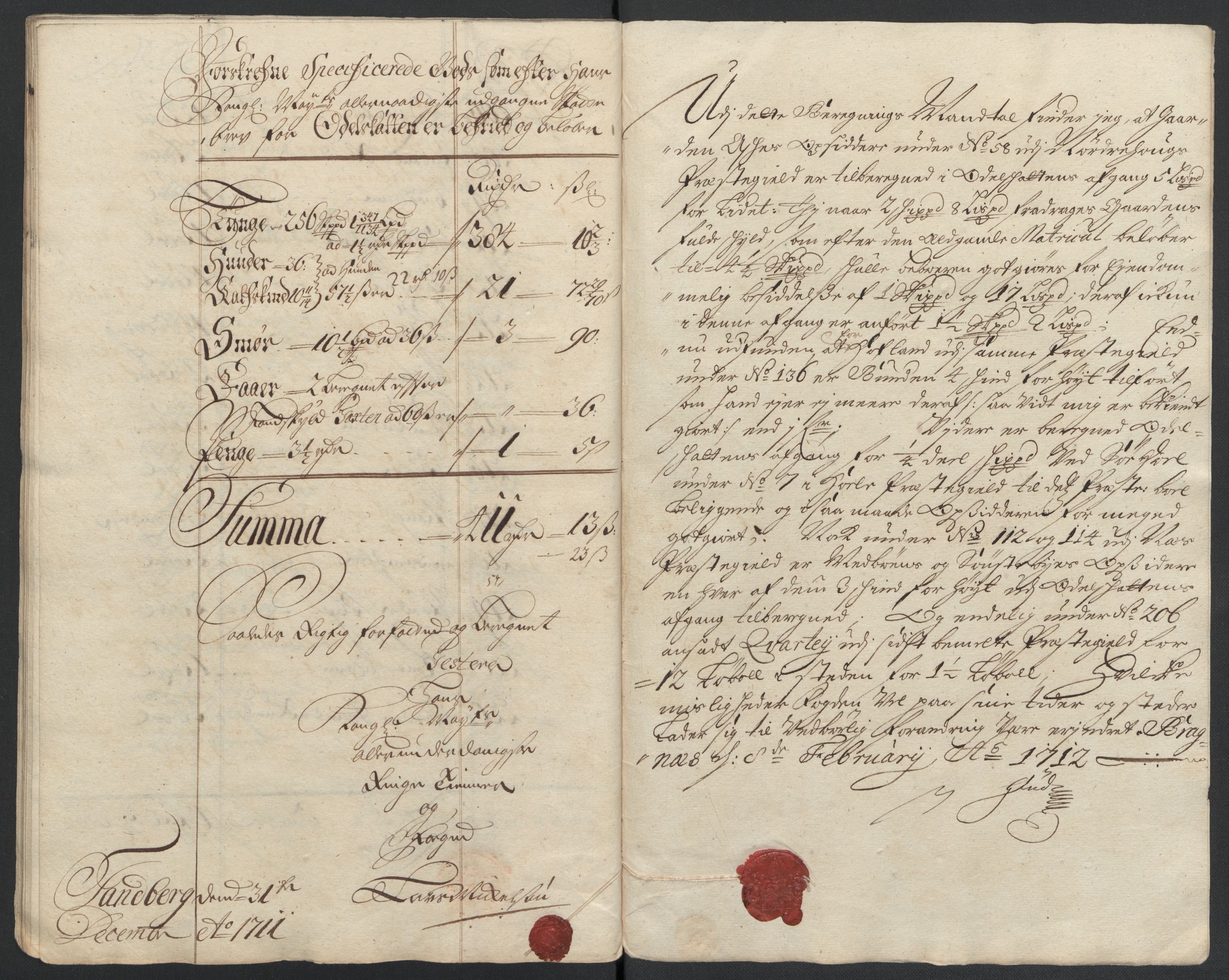 Rentekammeret inntil 1814, Reviderte regnskaper, Fogderegnskap, AV/RA-EA-4092/R23/L1469: Fogderegnskap Ringerike og Hallingdal, 1711, p. 184