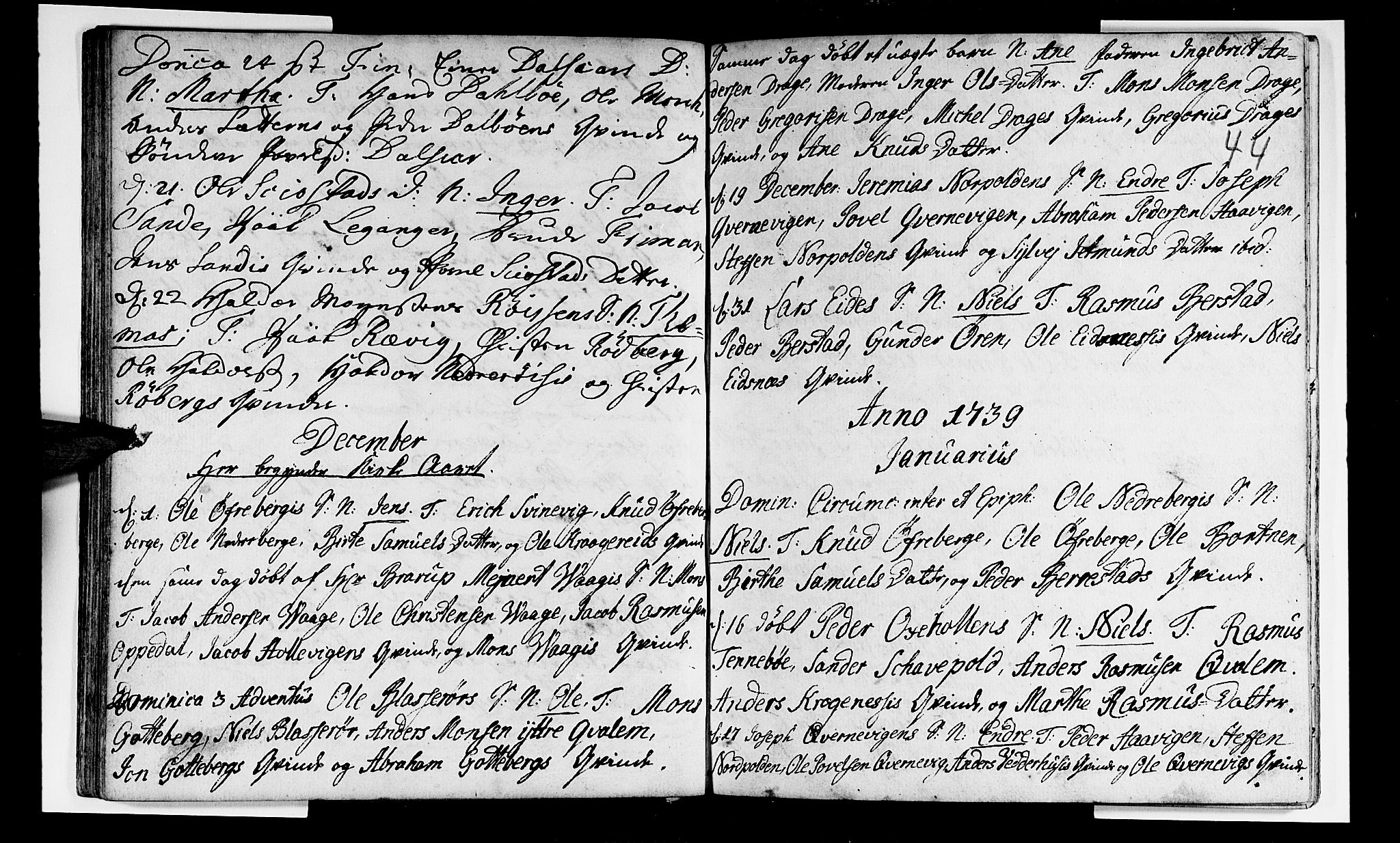 Selje sokneprestembete, AV/SAB-A-99938/H/Ha/Haa/Haaa: Parish register (official) no. A 3, 1731-1743, p. 44