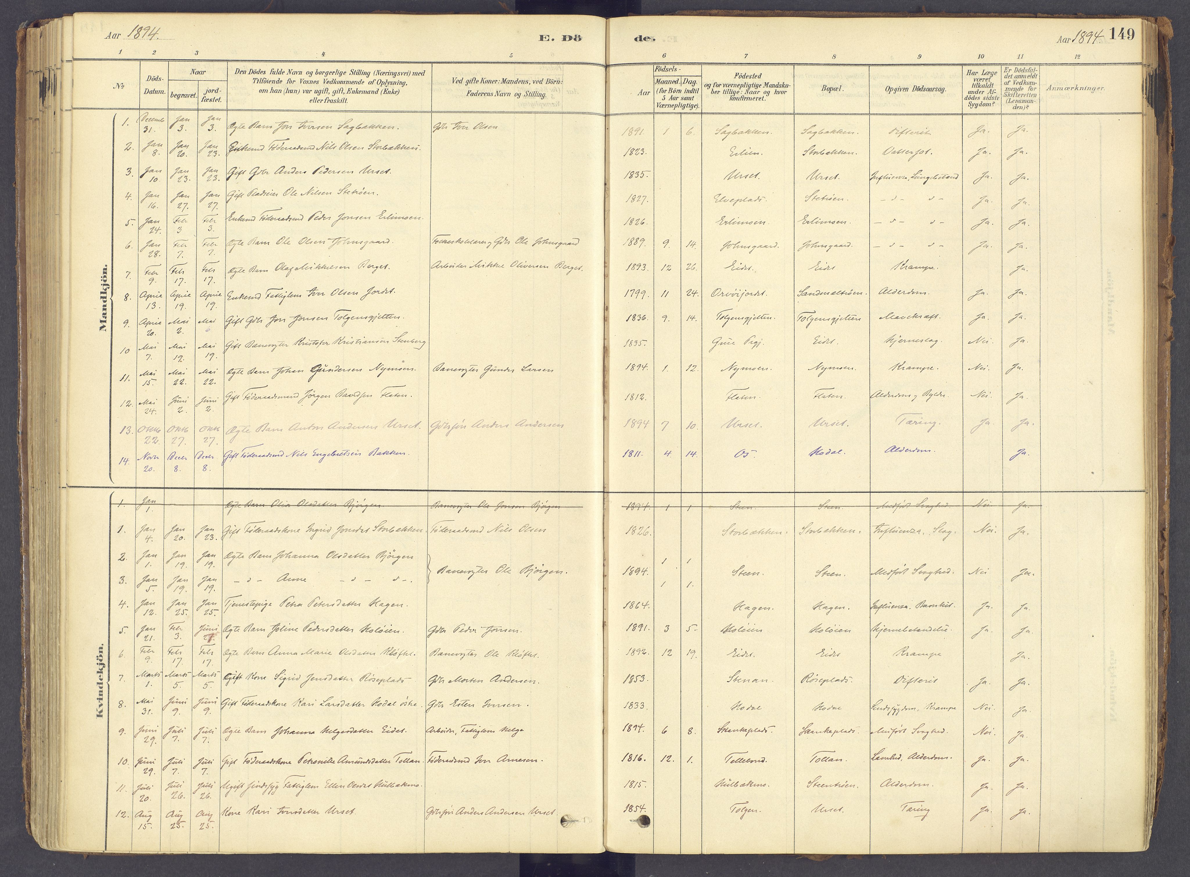 Tolga prestekontor, AV/SAH-PREST-062/K/L0011: Parish register (official) no. 11, 1877-1920, p. 149