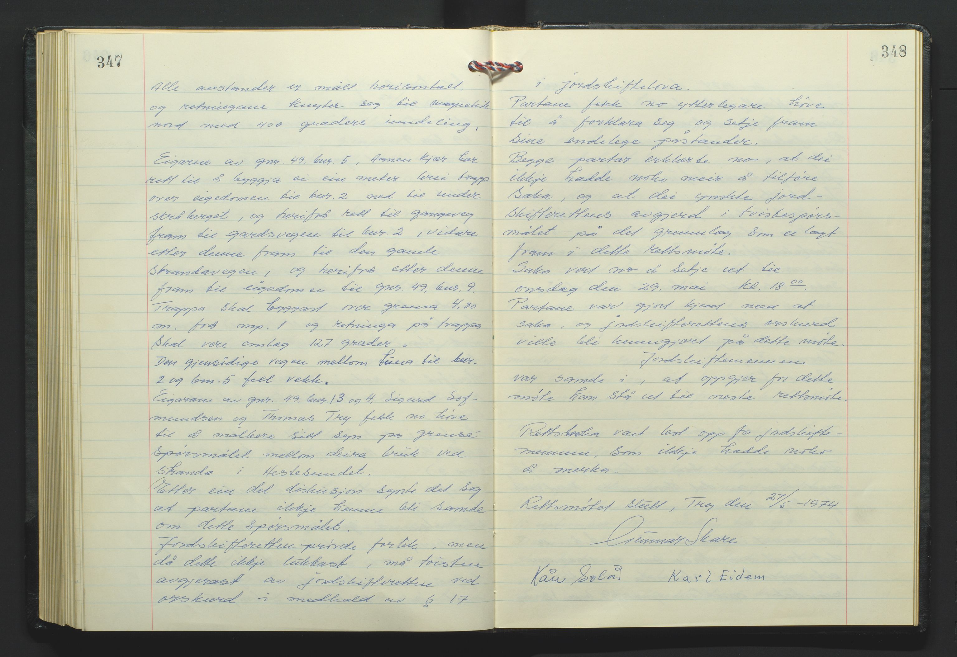 Marnar jordskifterett, AV/SAK-1541-0006/F/Fa/L0004: Jordskifterettsbok Kristiansand domssokn (Kr4), 1969-1974, p. 347-348